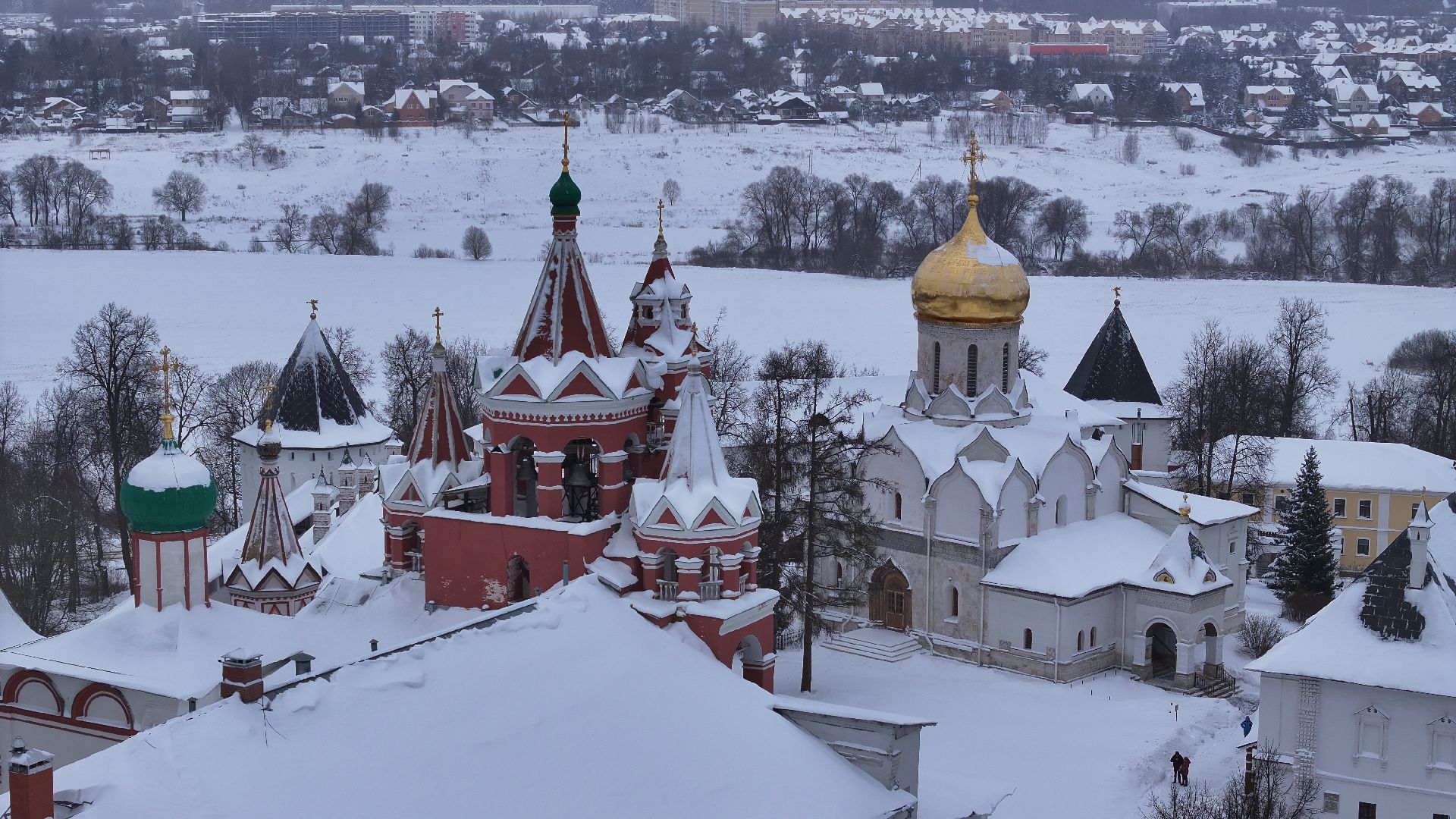видео с коптера, звенигород, монастырь, культура,