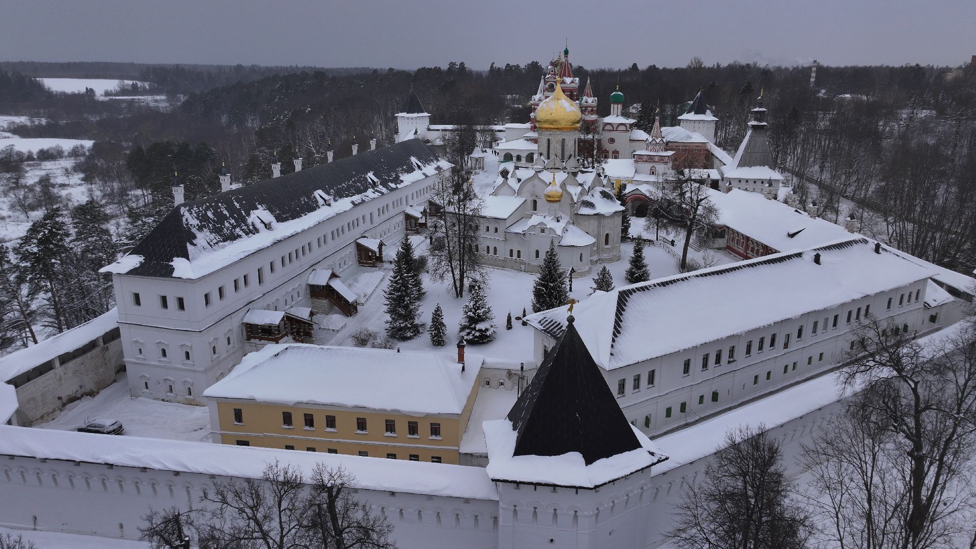 видео с коптера, звенигород, монастырь, культура,