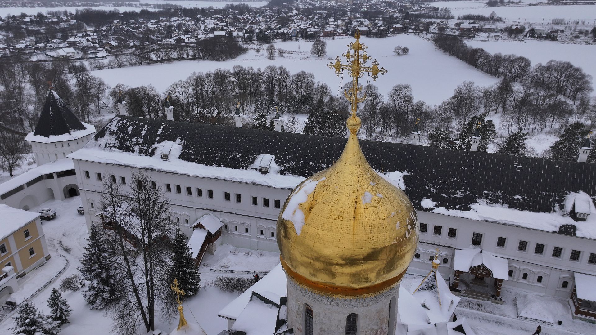 видео с коптера, звенигород, монастырь, культура,