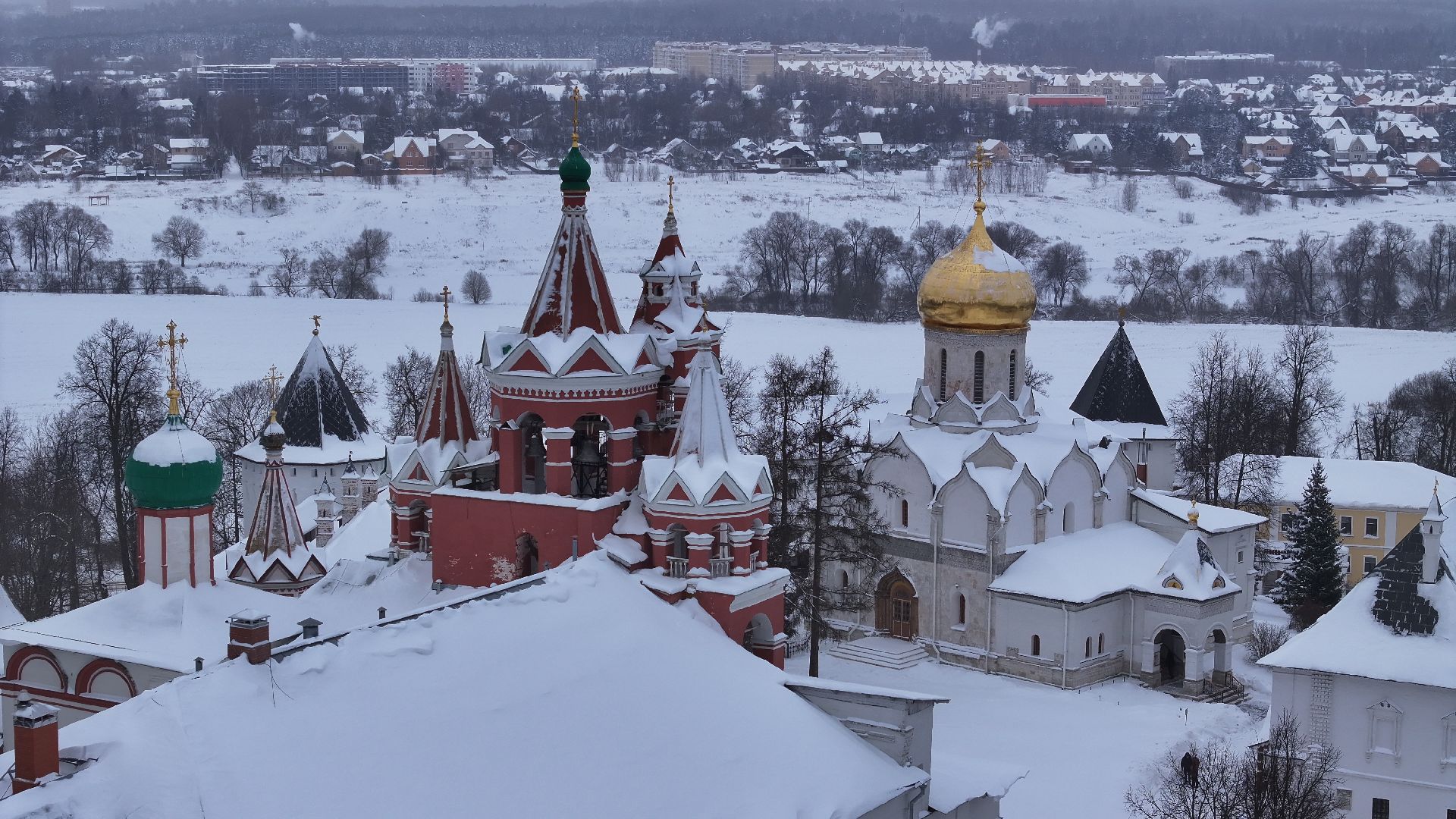 видео с коптера, звенигород, монастырь, культура,