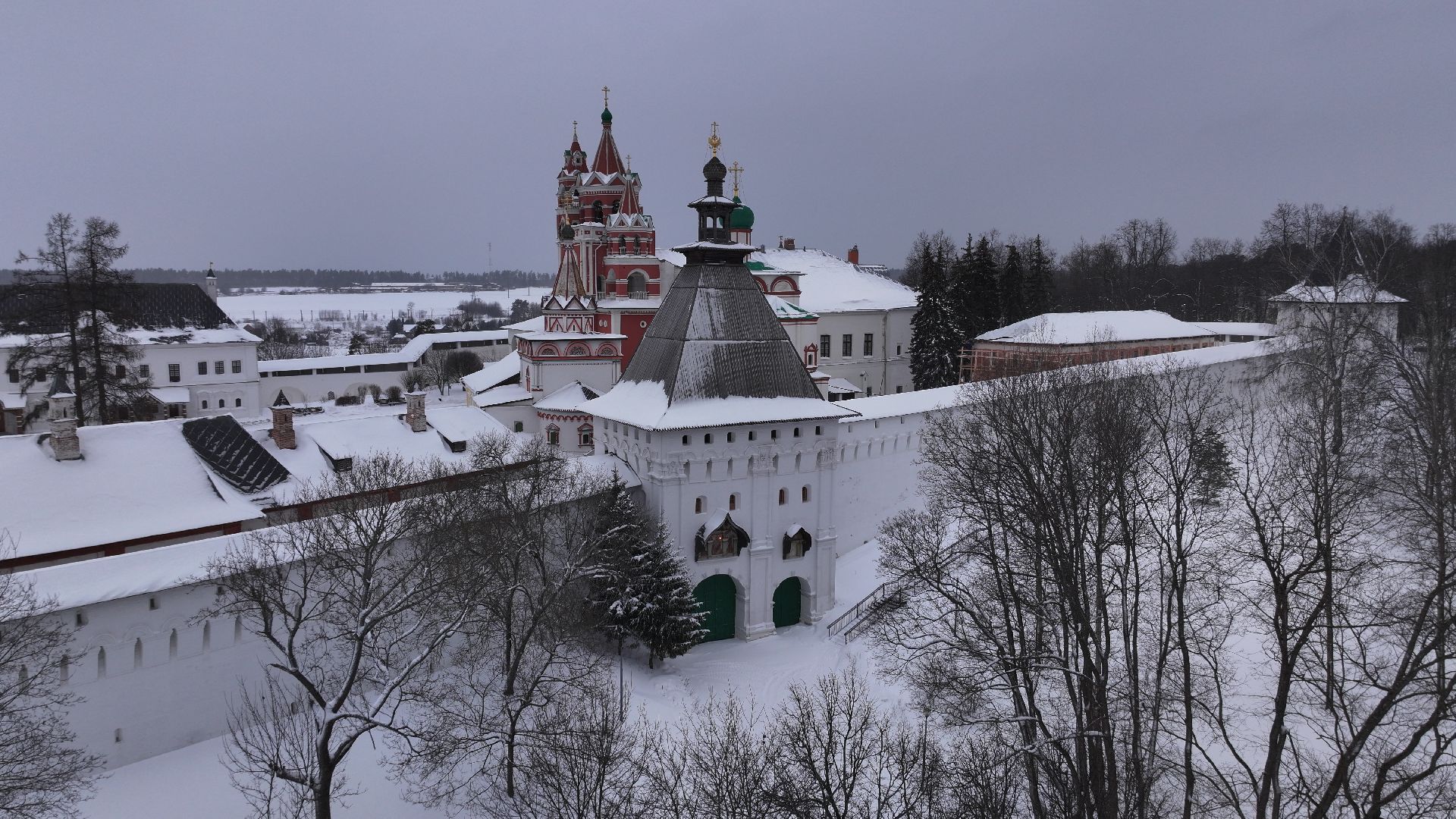 видео с коптера, звенигород, монастырь, культура,