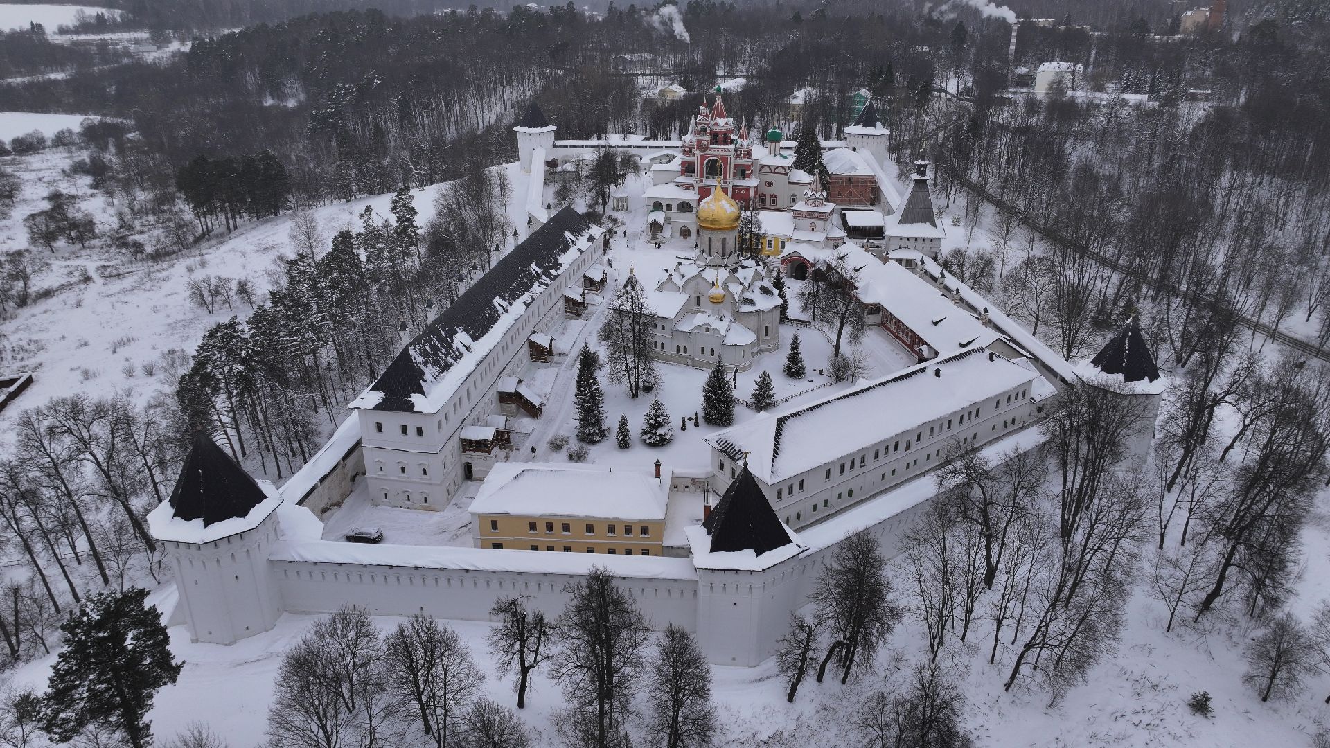 видео с коптера, звенигород, монастырь, культура,
