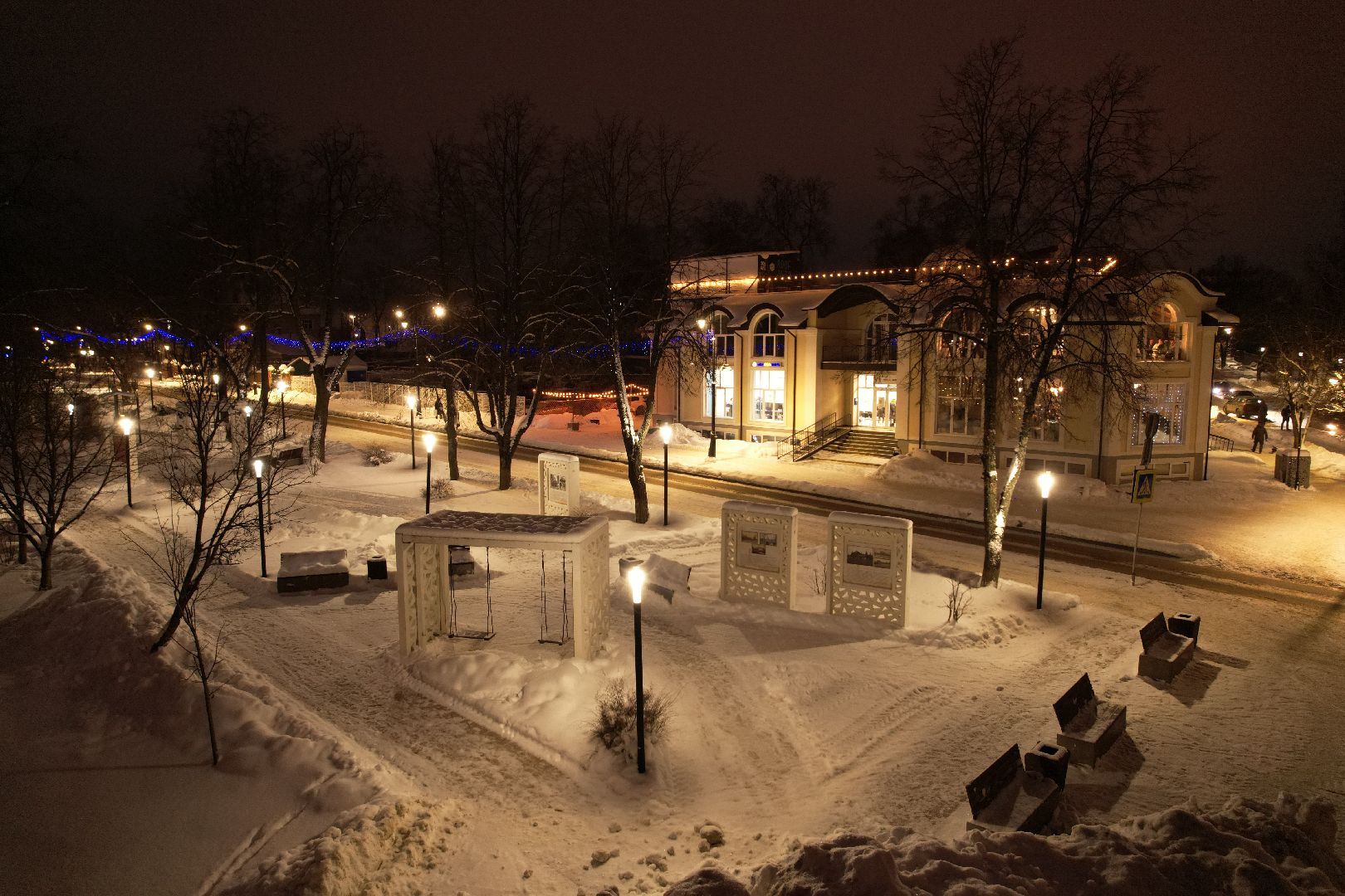видео с коптера, сергиев посад, зима в подмосковье, благоустройство,