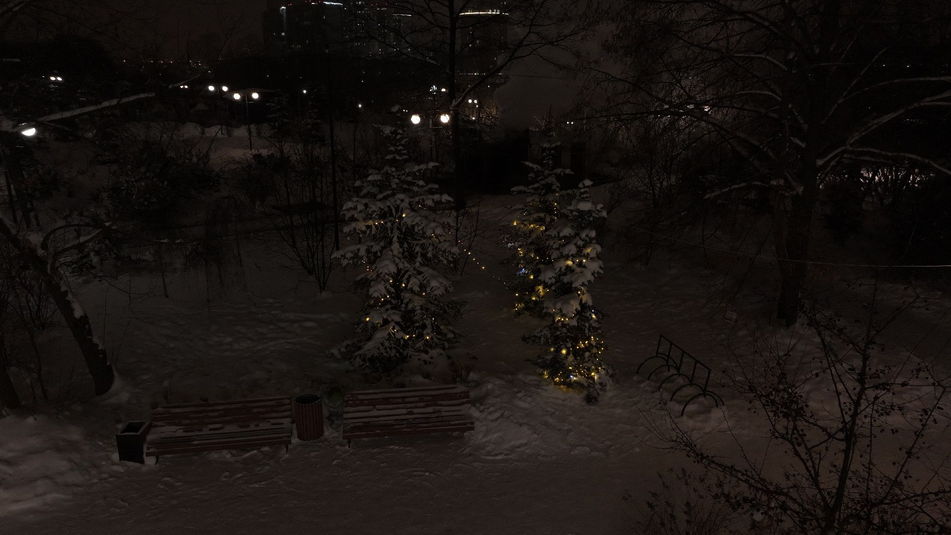 видео с коптера, химки, парки, благоустройство, зима в подмосковье,