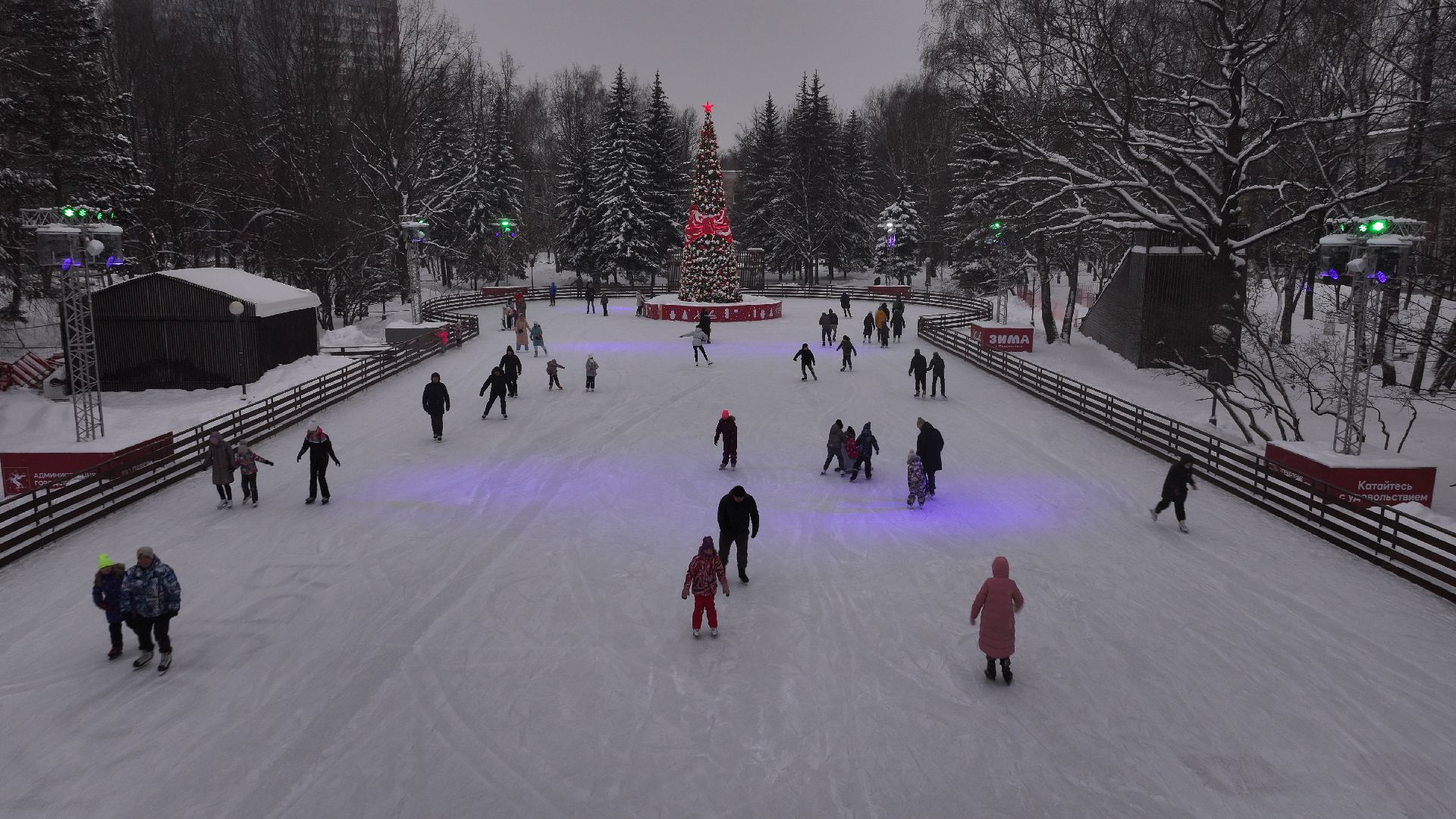видео с коптера, химки, благоустройство, зима в подмосковье,