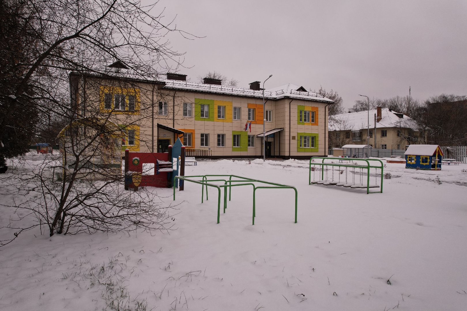 видео с коптера, щёлково, строительство, детский сад,