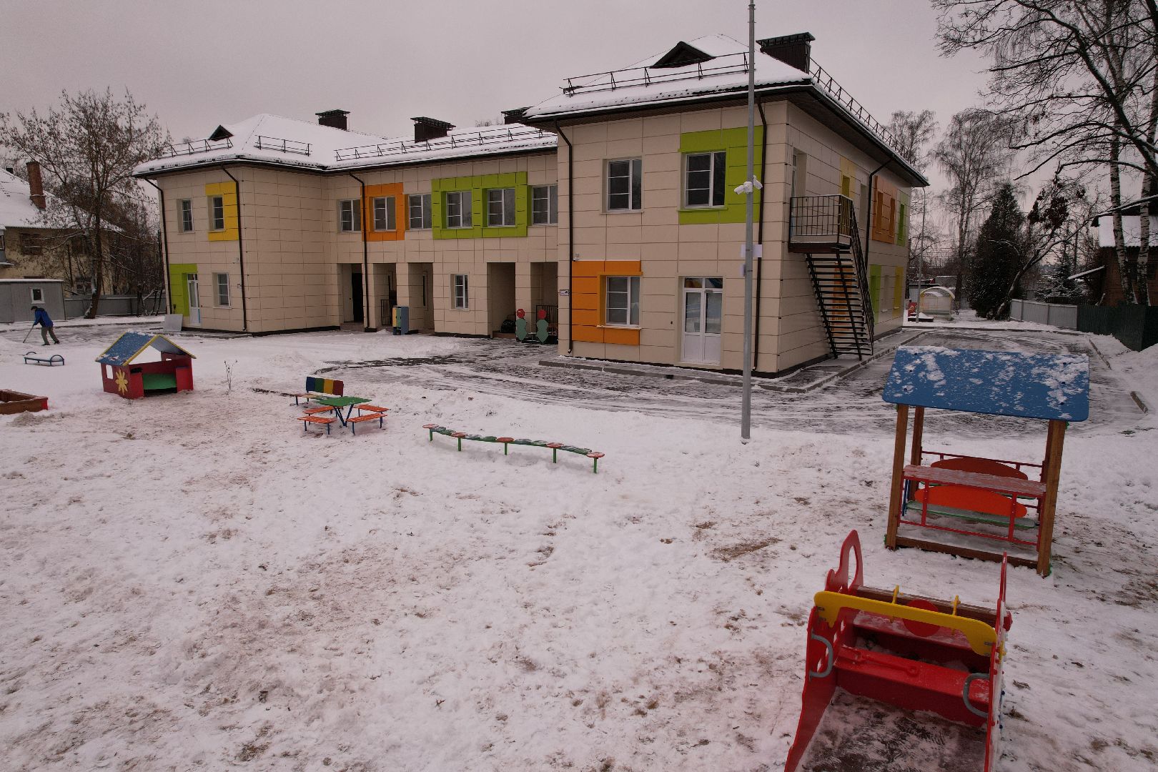 видео с коптера, щёлково, строительство, детский сад,