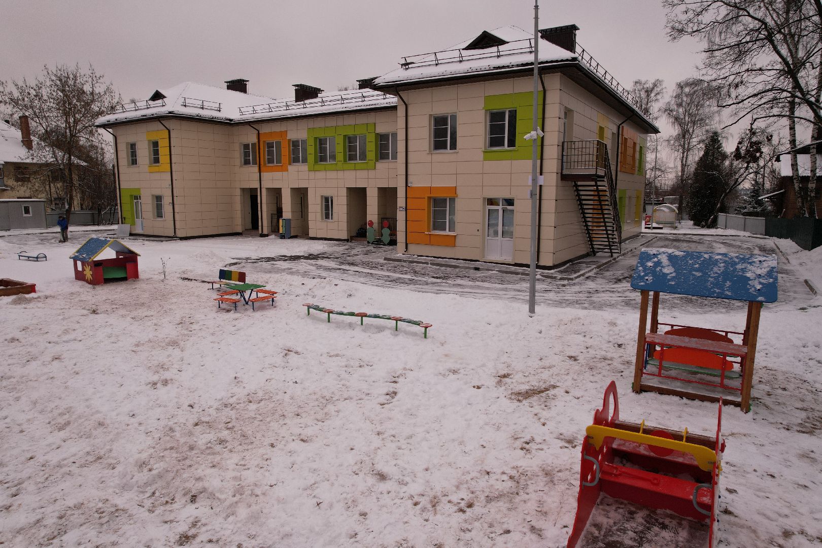 видео с коптера, щёлково, строительство, детский сад,