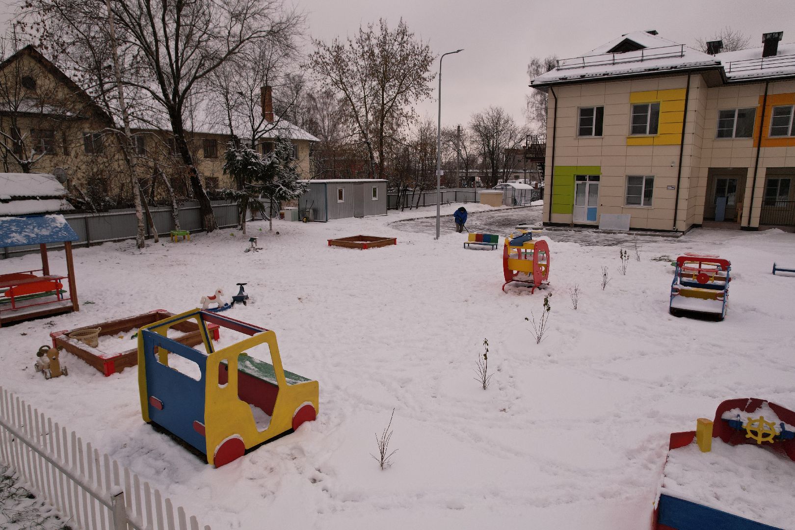 видео с коптера, щёлково, строительство, детский сад,