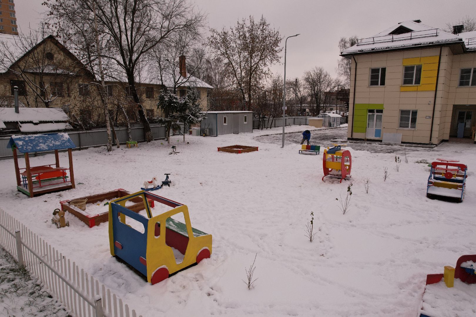 видео с коптера, щёлково, строительство, детский сад,