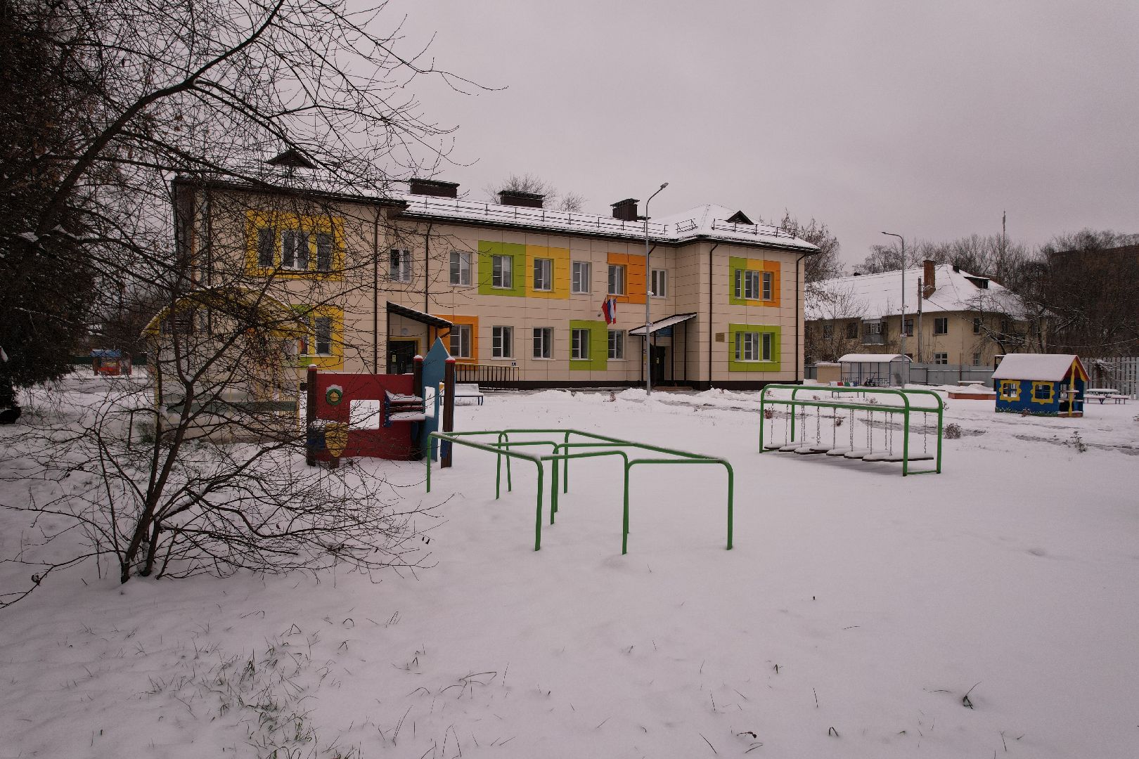 видео с коптера, щёлково, строительство, детский сад,