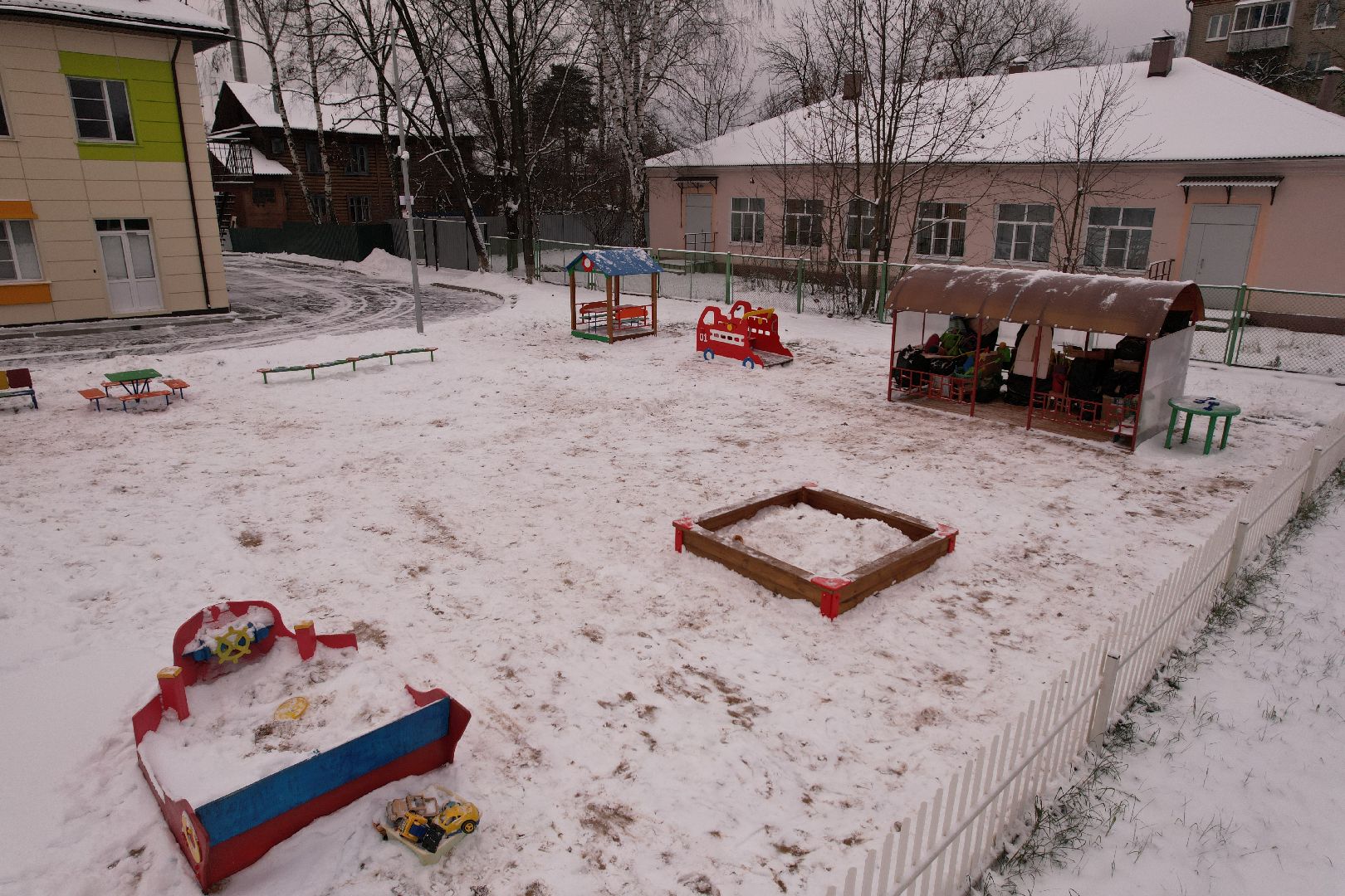 видео с коптера, щёлково, строительство, детский сад,