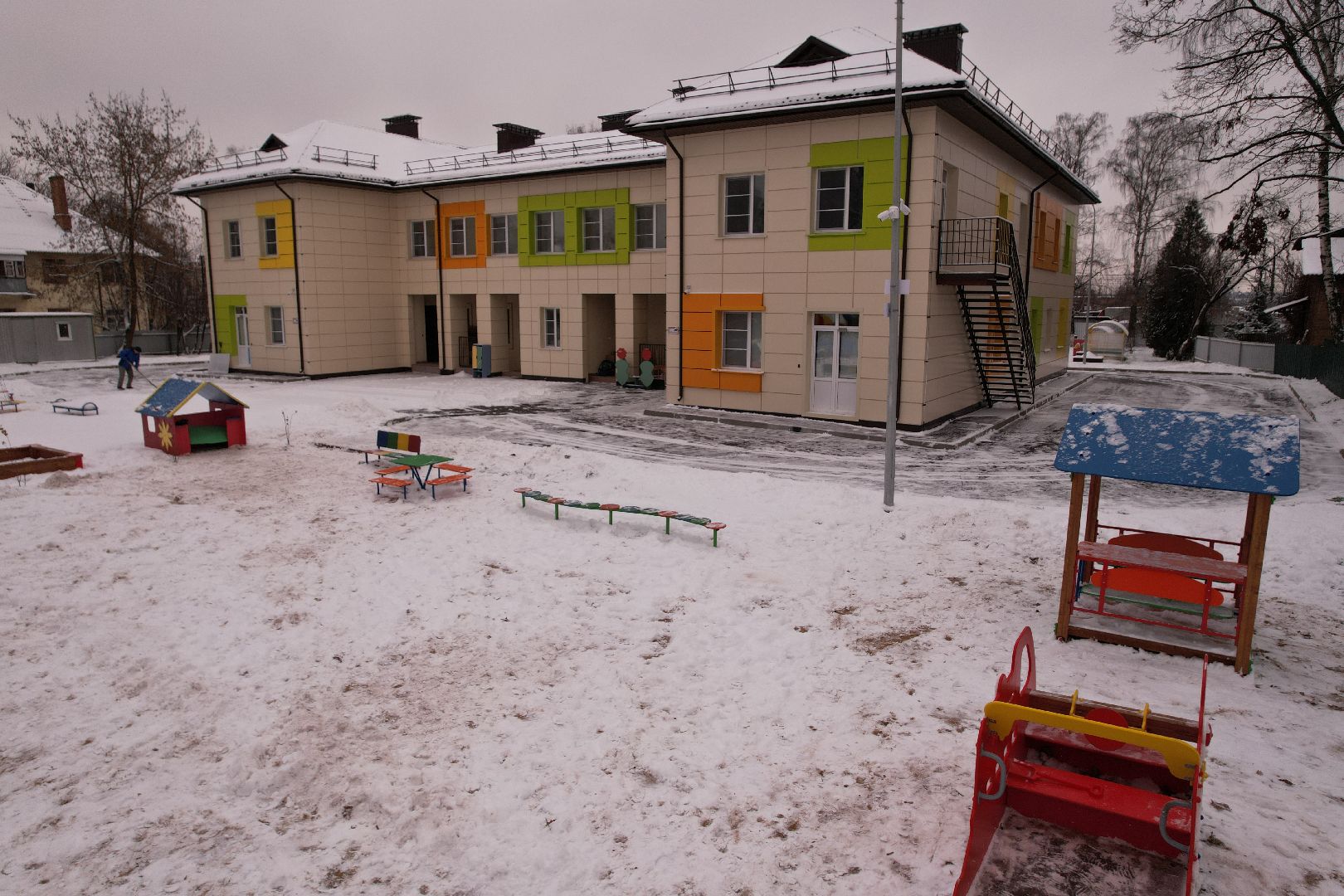 видео с коптера, щёлково, строительство, детский сад,
