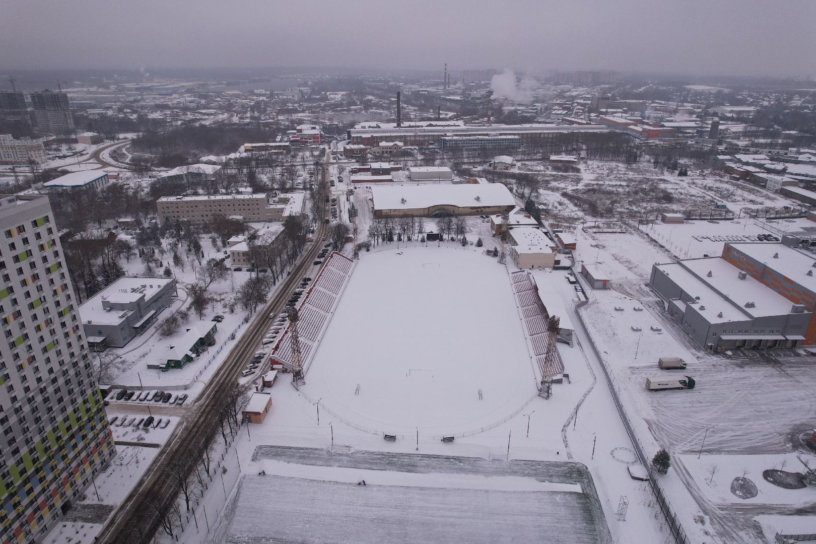 видео с коптера, щёлково, строительство, спорт,