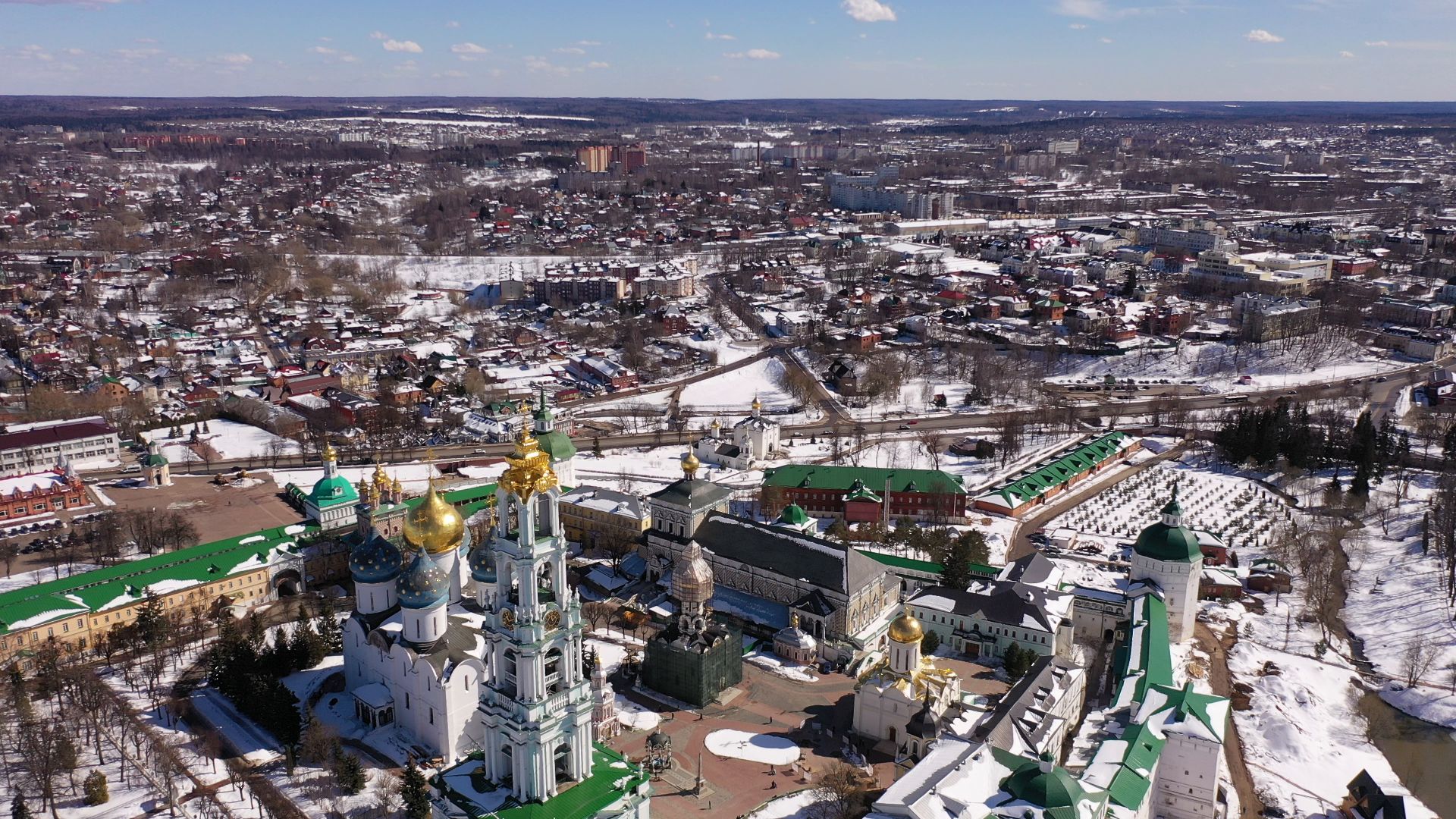 видео с коптера, архитектура, сергиев посад,