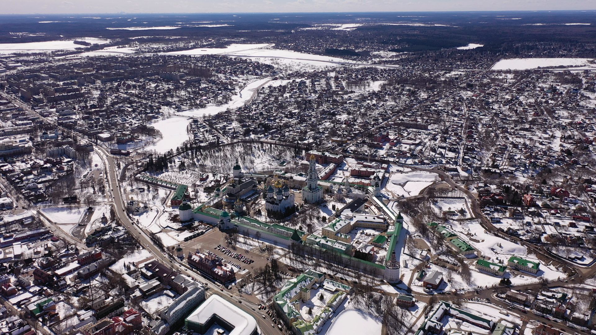 видео с коптера, архитектура, сергиев посад,