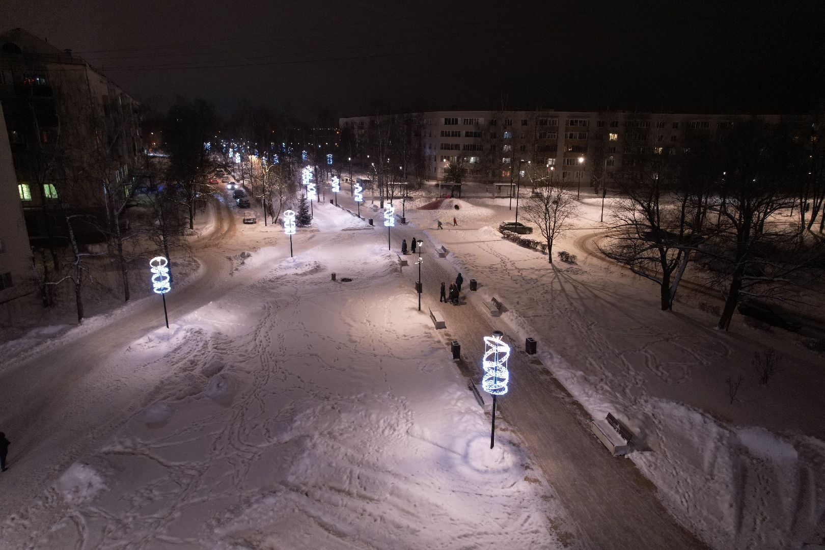 видео с коптера, сергиев посад, благоустройство, зима в подмосковье,