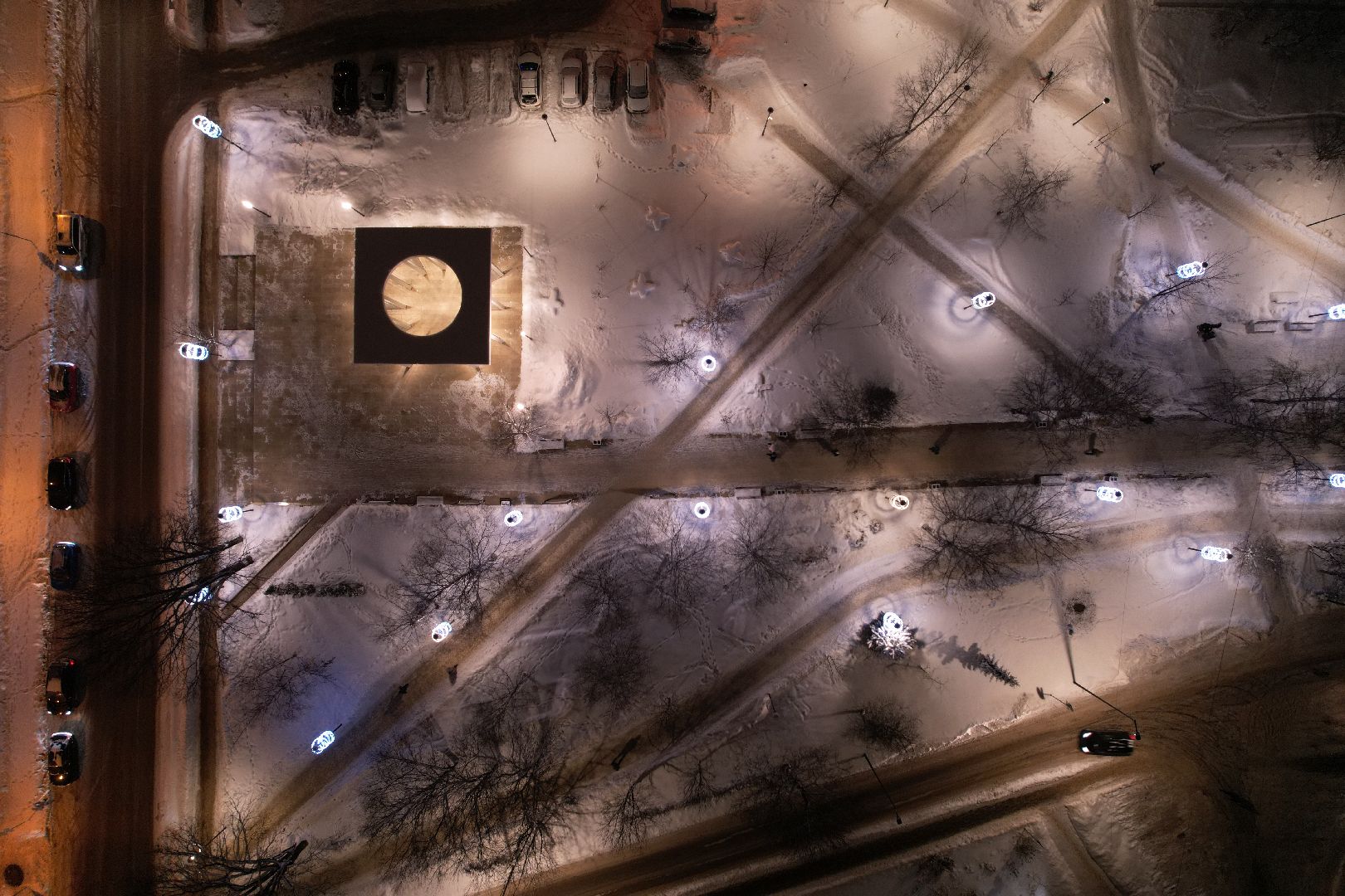 видео с коптера, сергиев посад, благоустройство, зима в подмосковье,