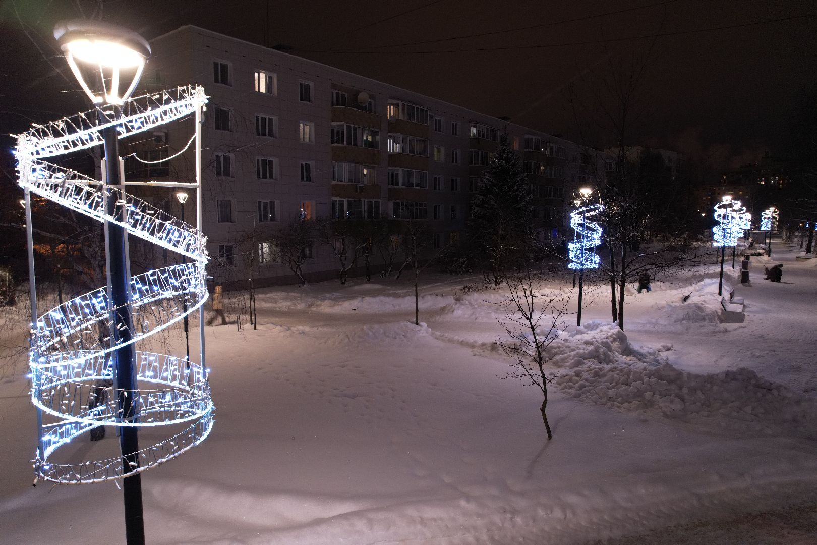 видео с коптера, сергиев посад, благоустройство, зима в подмосковье,