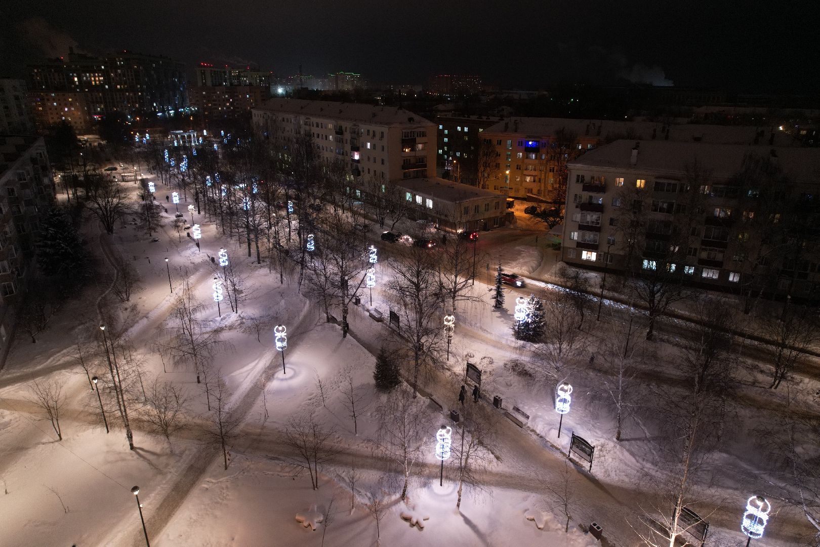 видео с коптера, сергиев посад, благоустройство, зима в подмосковье,
