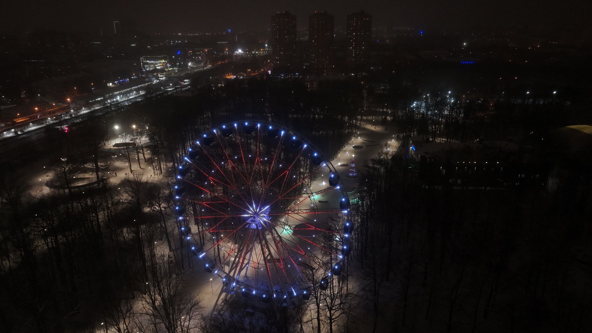 химки, видео с коптера, зима в подмосковье, благоустройство,