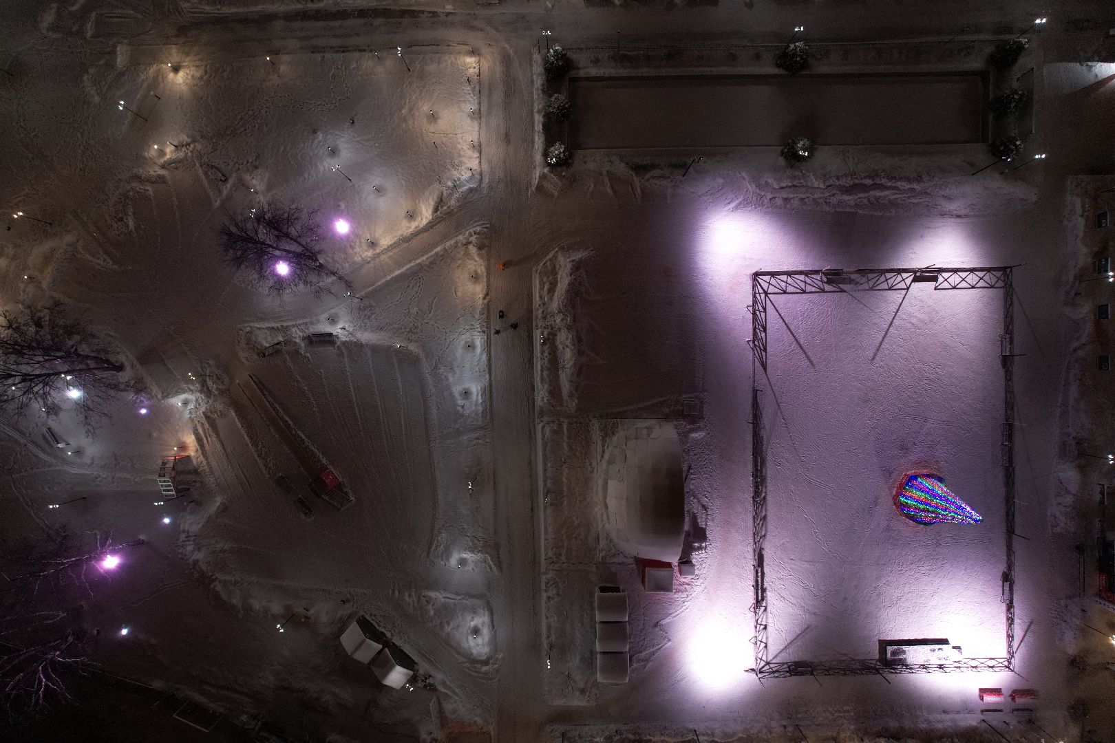 видео с коптера, хотьково, сергиев посад, благоустройство, зима в подмосковье,