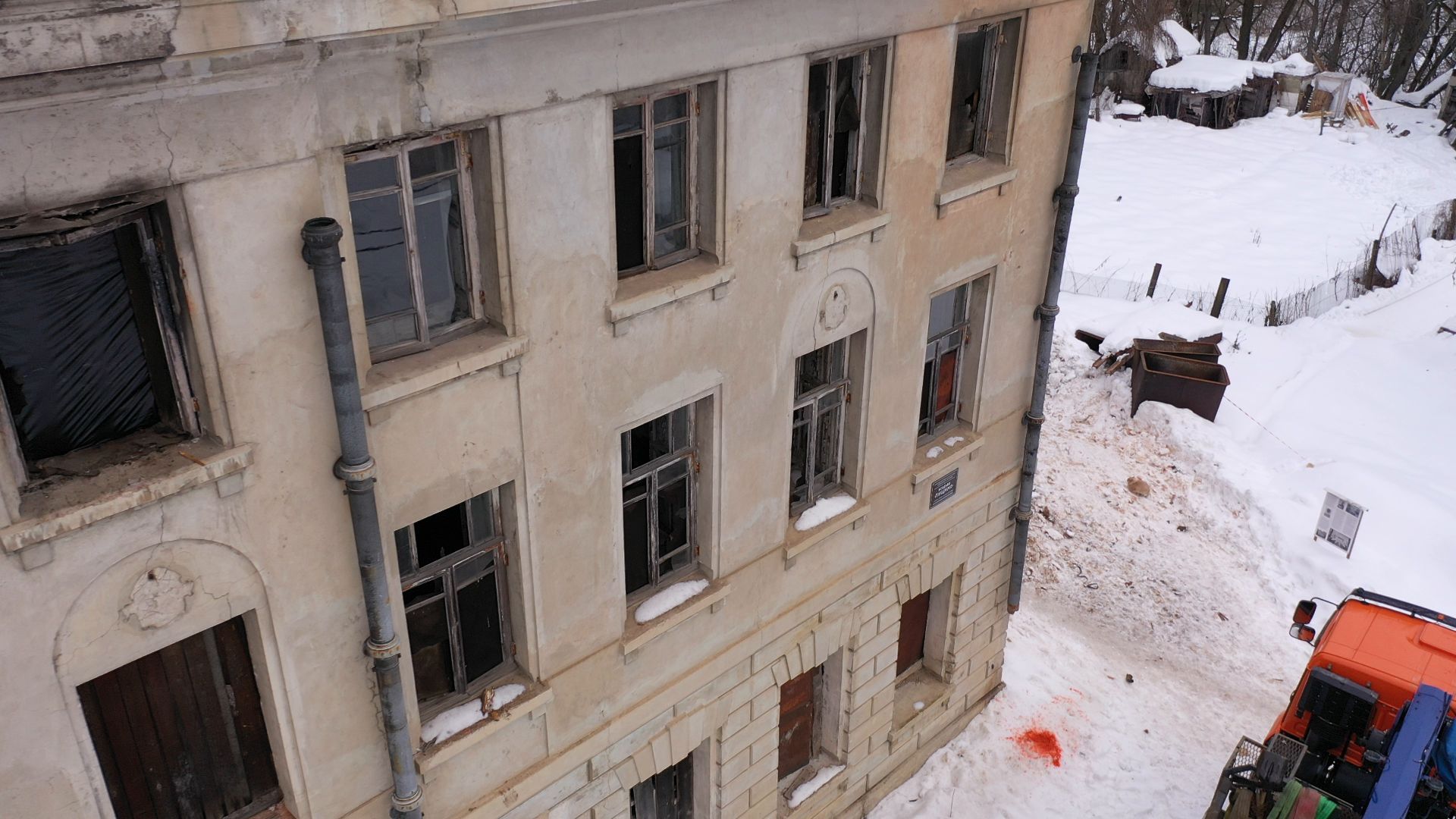 видео с коптера, пущино, усадьба, реставрация,