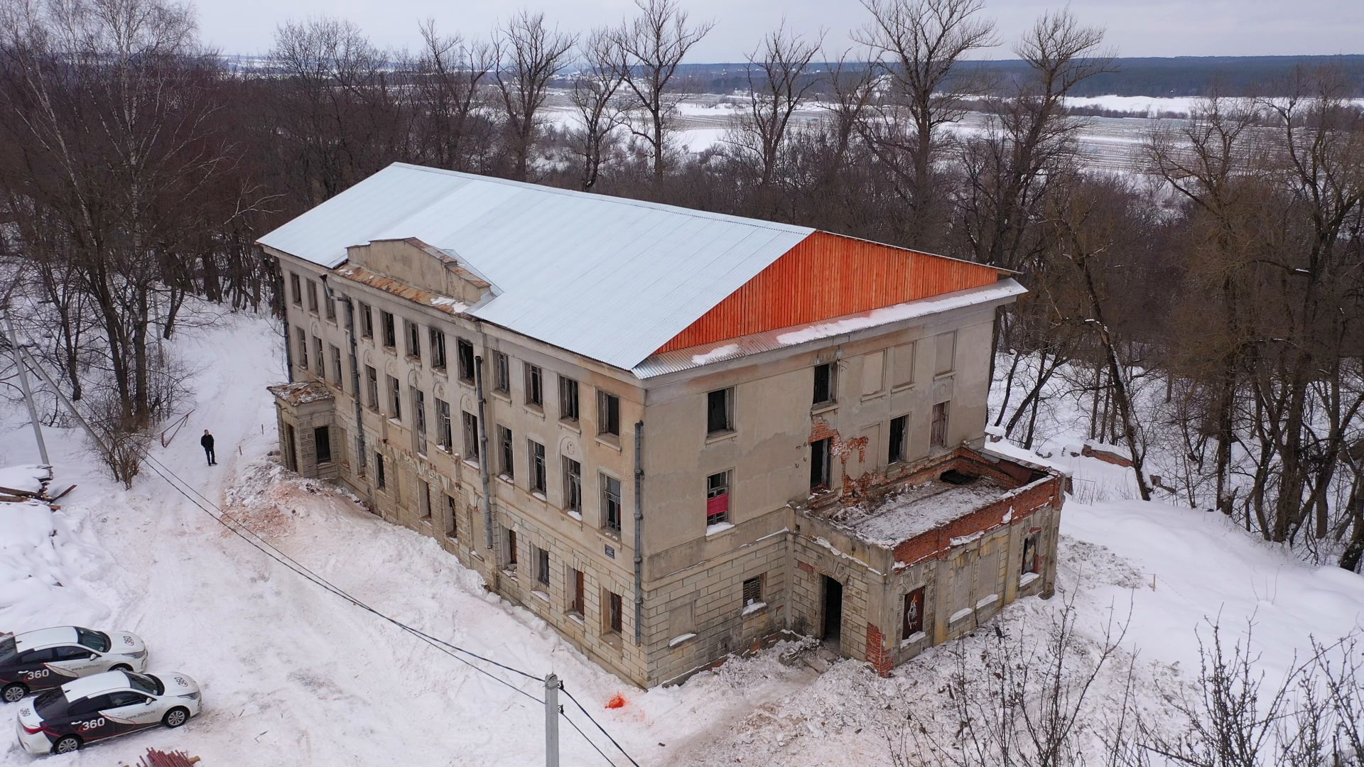 видео с коптера, пущино, усадьба, реставрация,