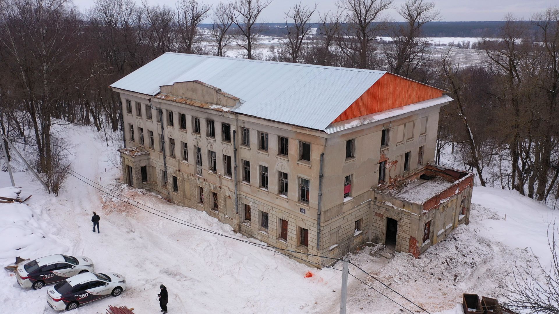 видео с коптера, пущино, усадьба, реставрация,