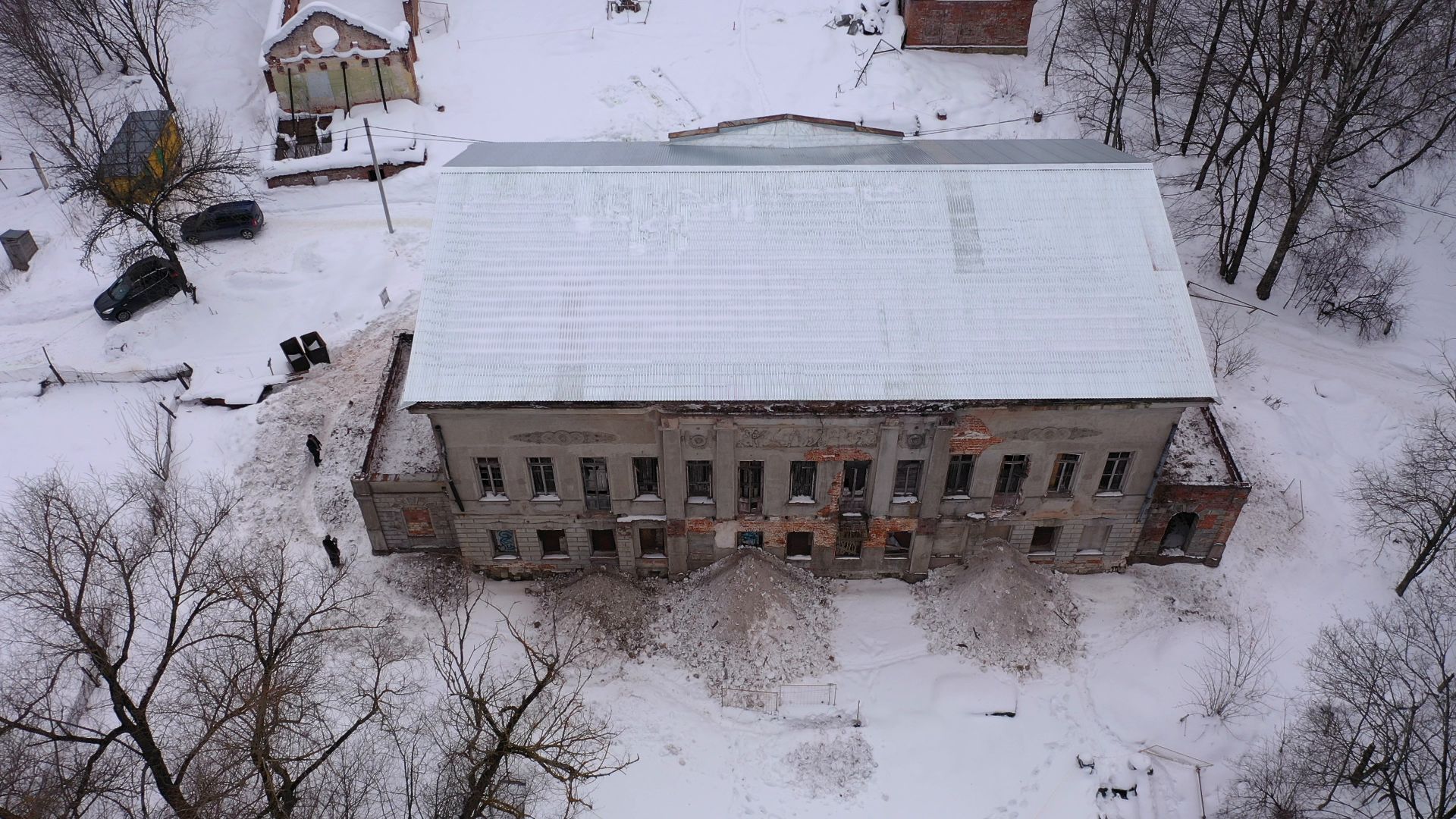 видео с коптера, пущино, усадьба, реставрация,