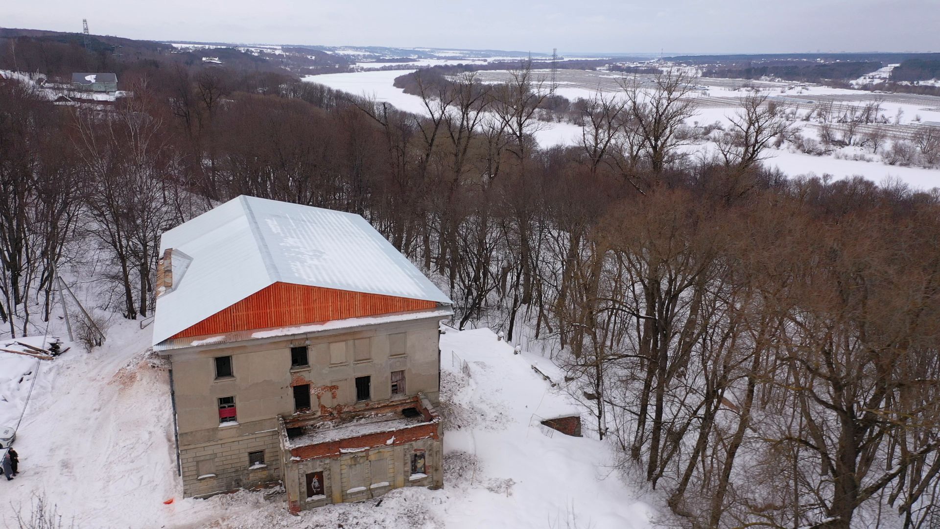 видео с коптера, пущино, усадьба, реставрация,