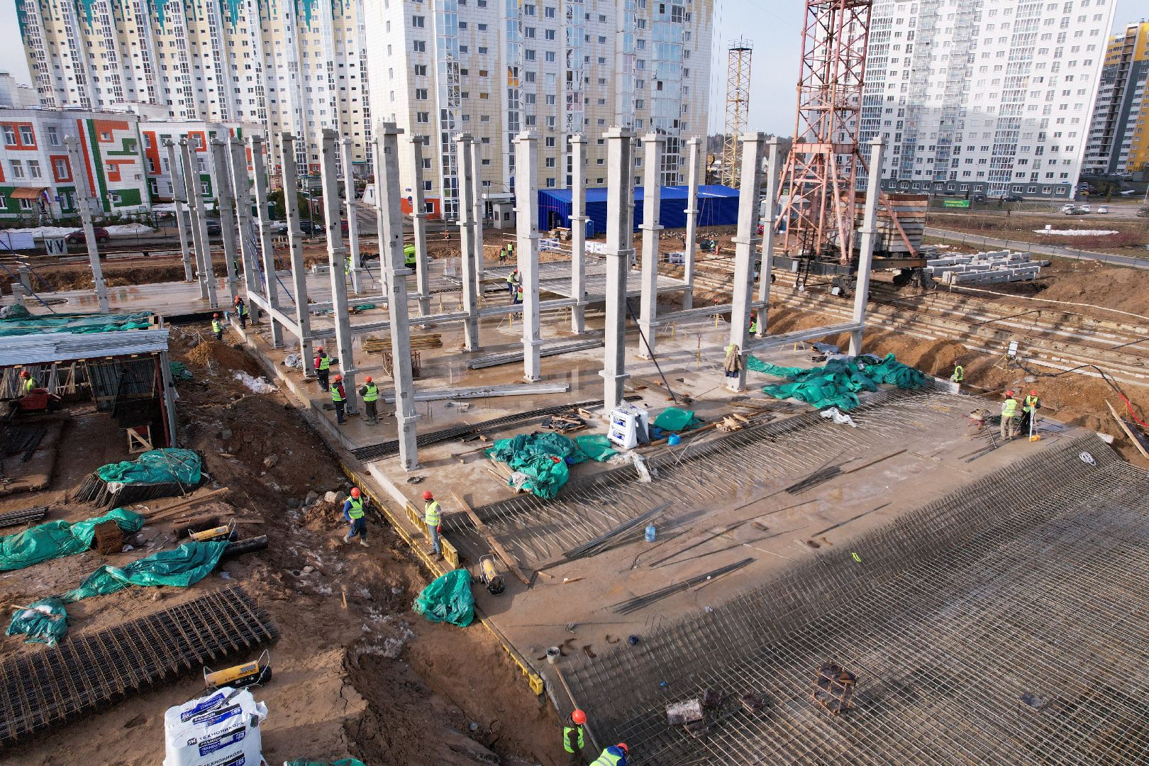 видео с коптера, солнечногорск, школа, строительство,