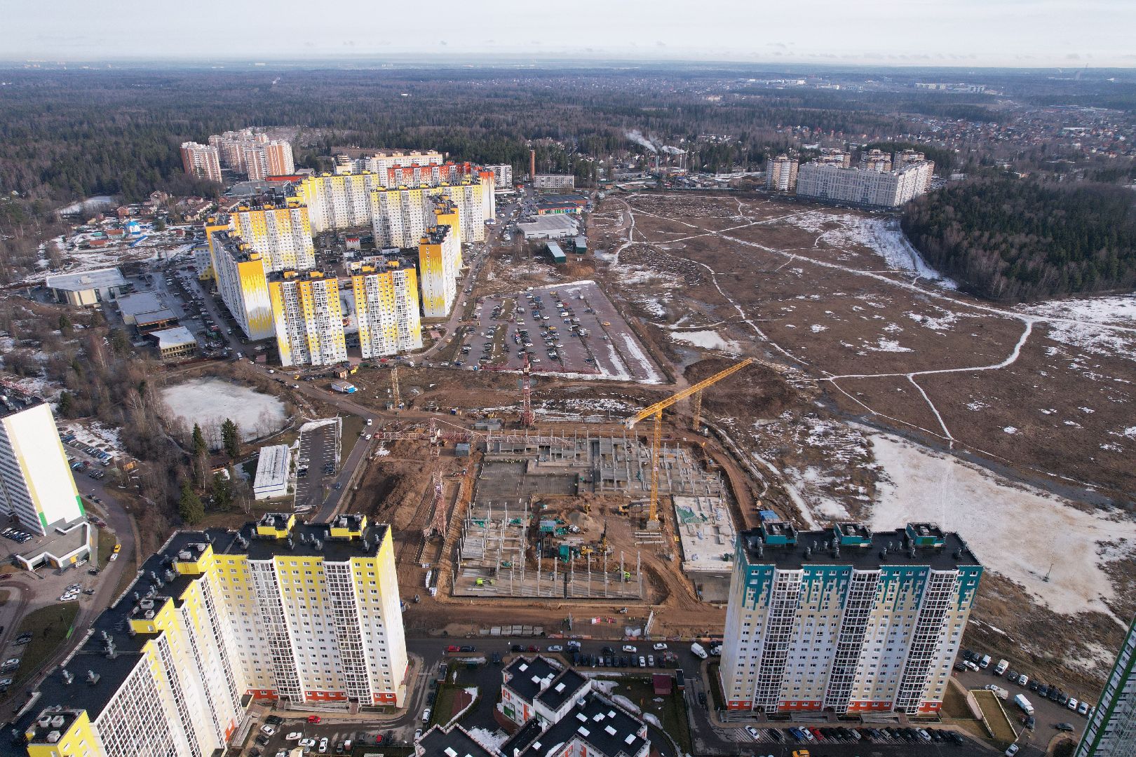видео с коптера, солнечногорск, школа, строительство,