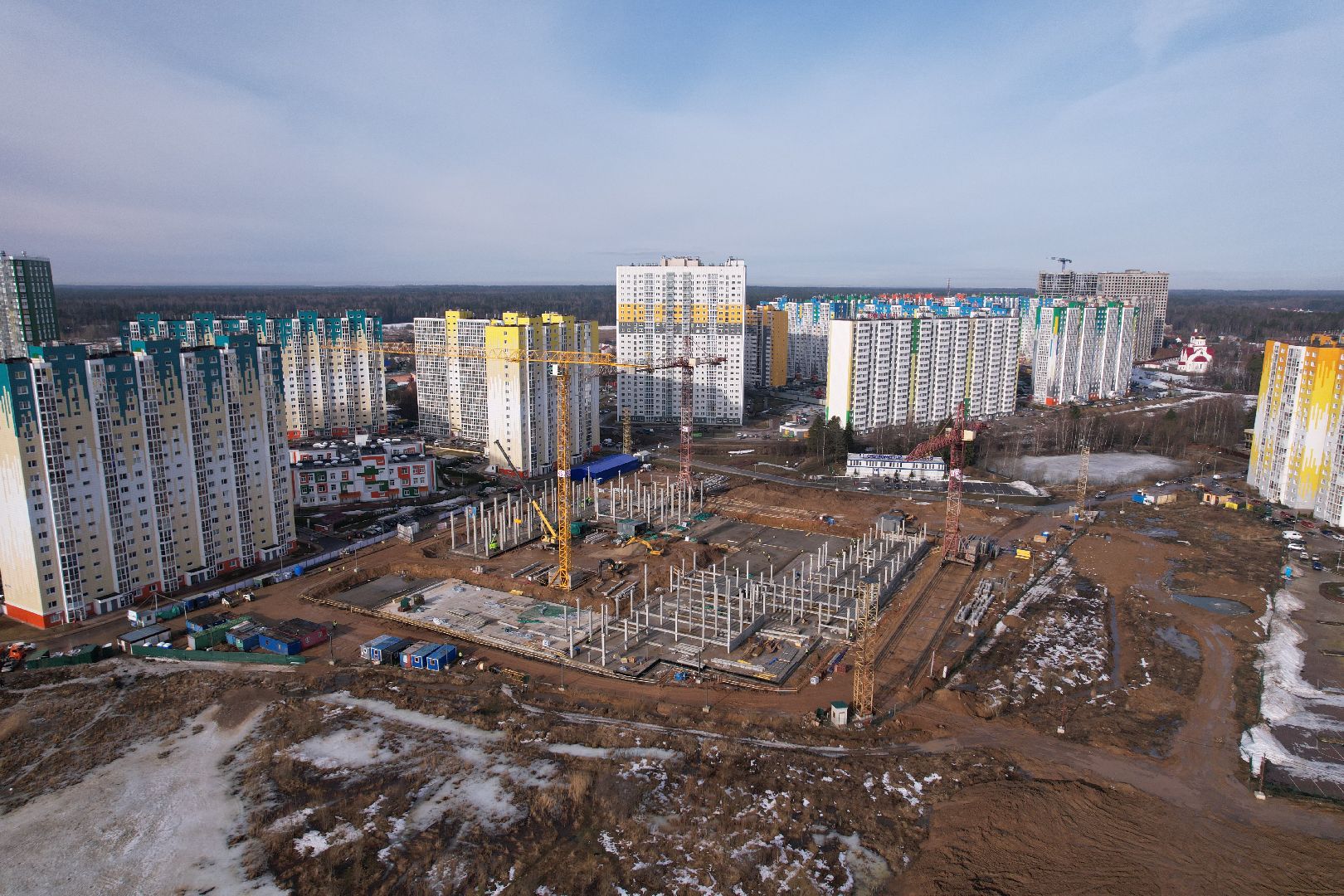 видео с коптера, солнечногорск, школа, строительство,