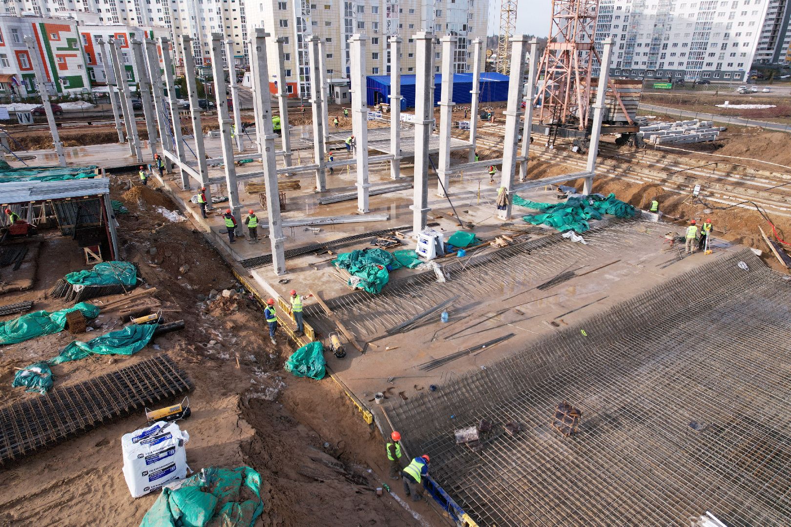 видео с коптера, солнечногорск, школа, строительство,