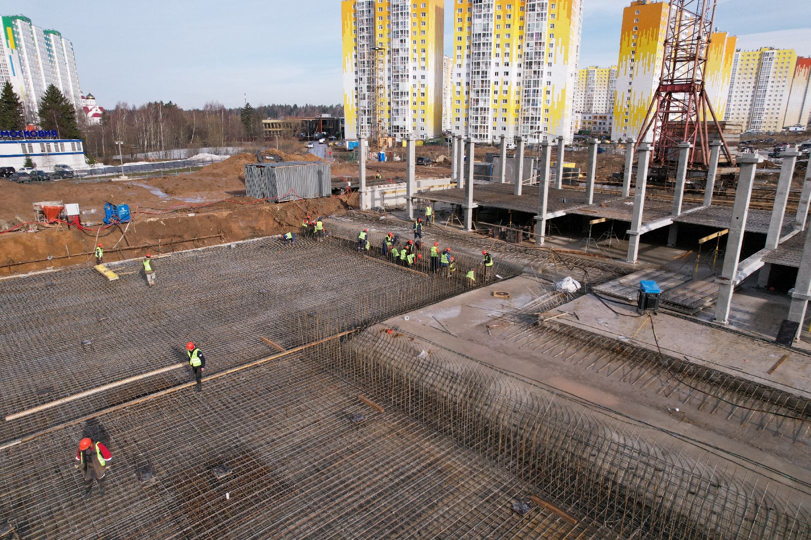 видео с коптера, солнечногорск, школа, строительство,