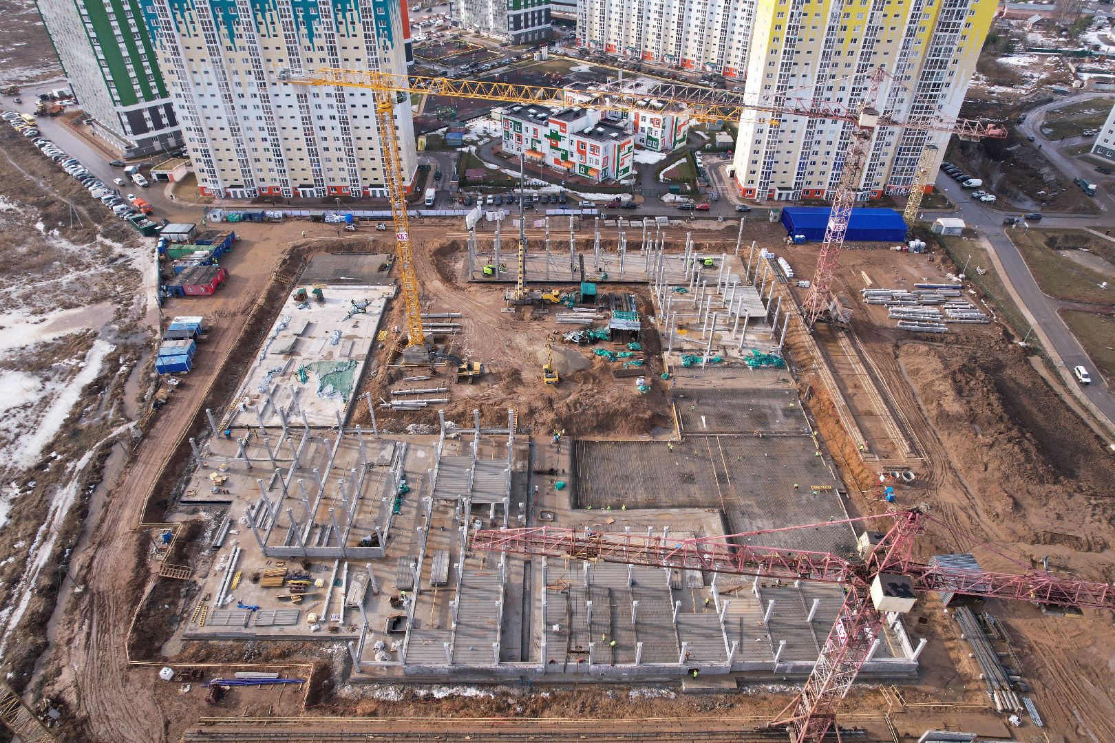 видео с коптера, солнечногорск, школа, строительство,