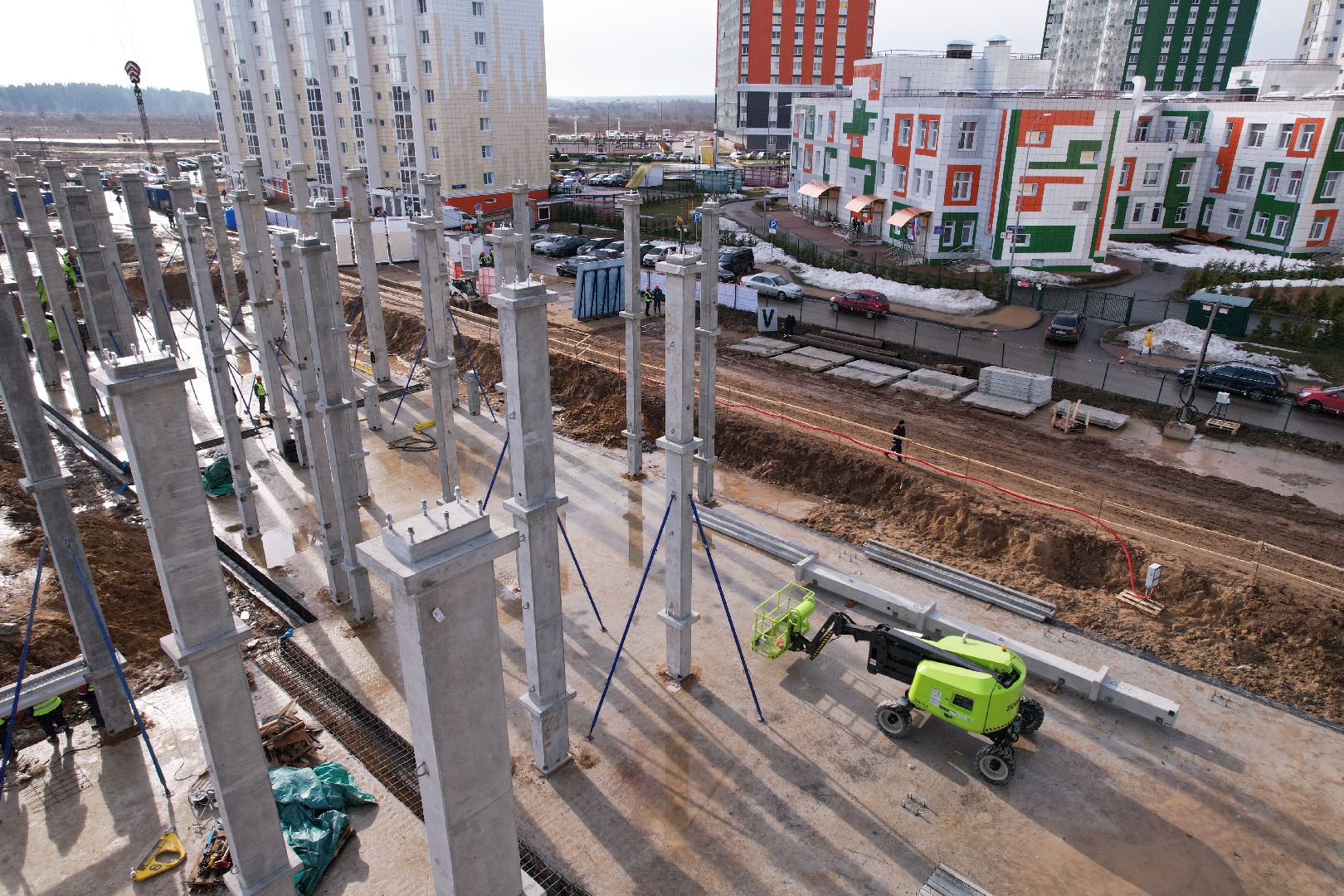 видео с коптера, солнечногорск, школа, строительство,