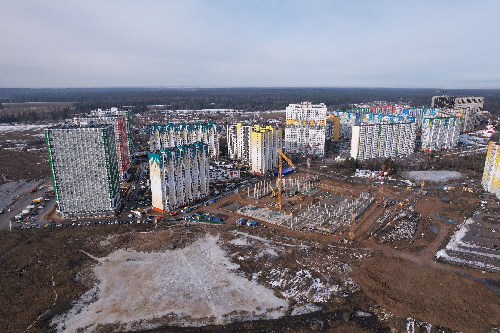 видео с коптера, солнечногорск, школа, строительство,