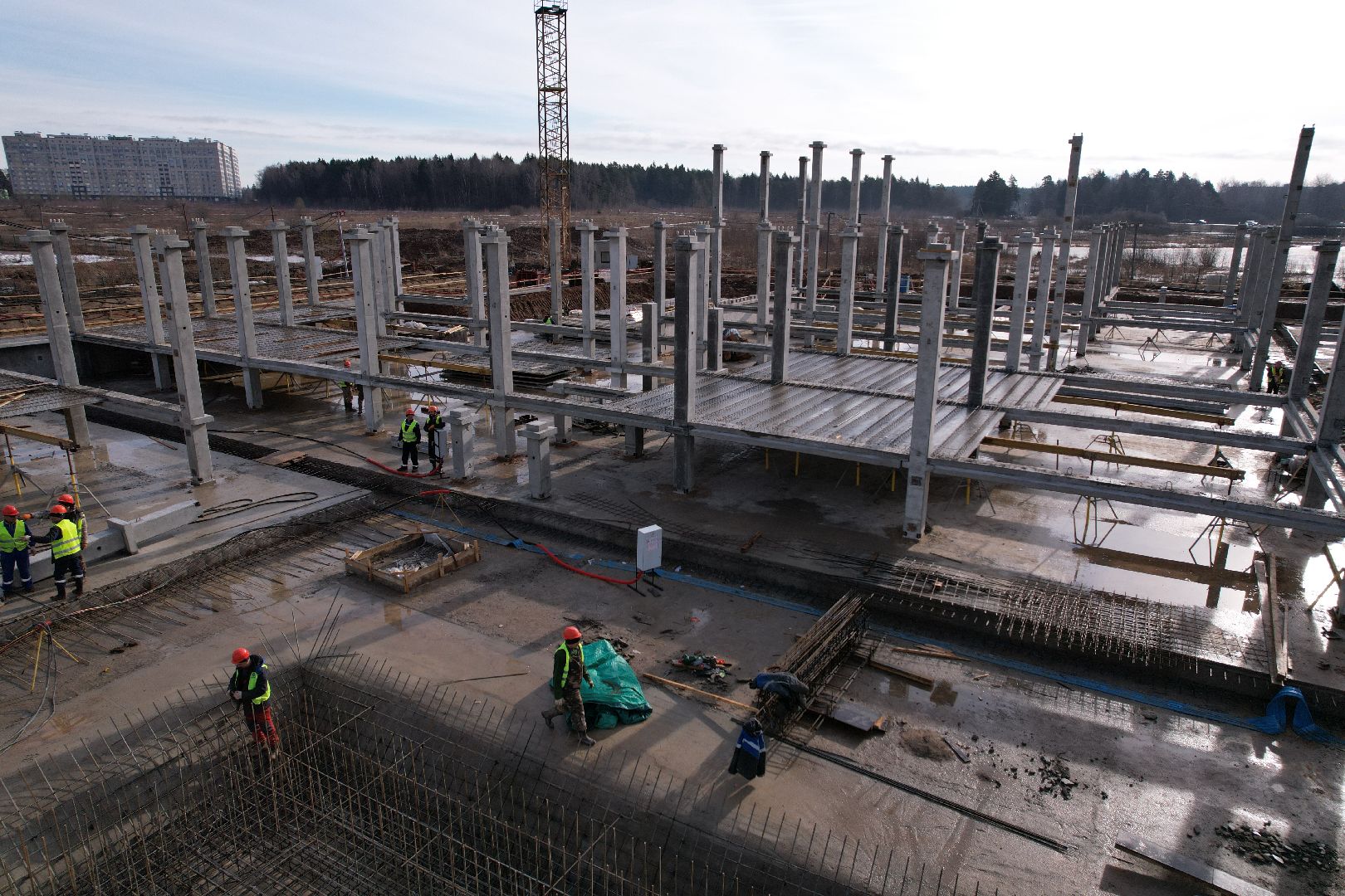 видео с коптера, солнечногорск, школа, строительство,