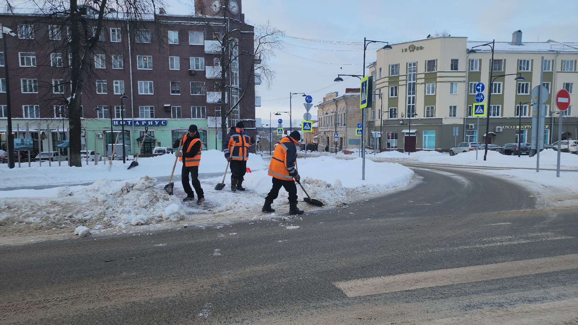 серпухов, подмосковье, уборка снега, площадь ленина,