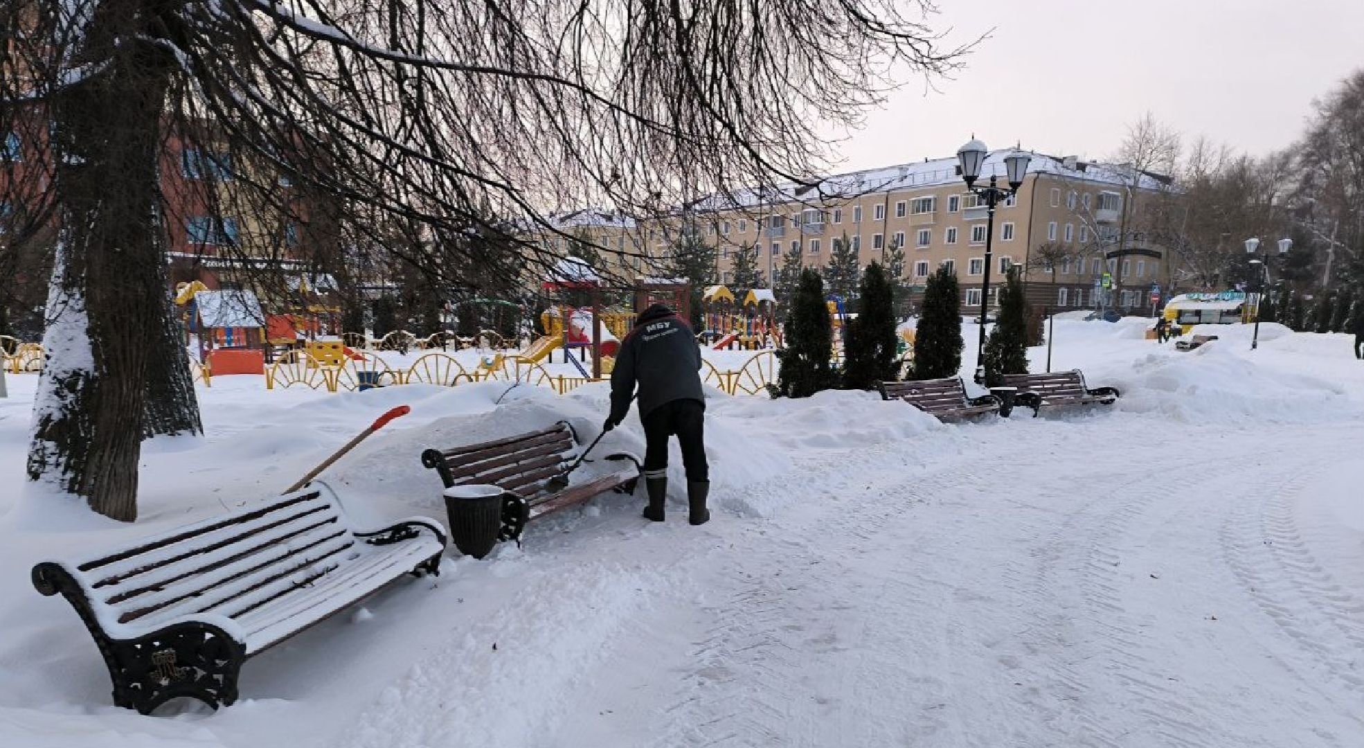 снегопад, последствия стихии, уборка территорий, жкх, коммунальщики, Лосино-Петровский,