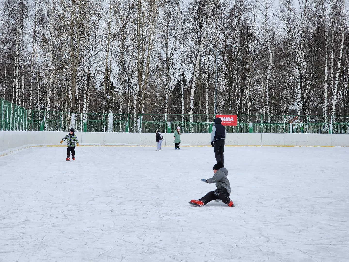 Зима в Подмосковье, зимние виды спорта, каток, Старая Купавна, Богородский городской округ,