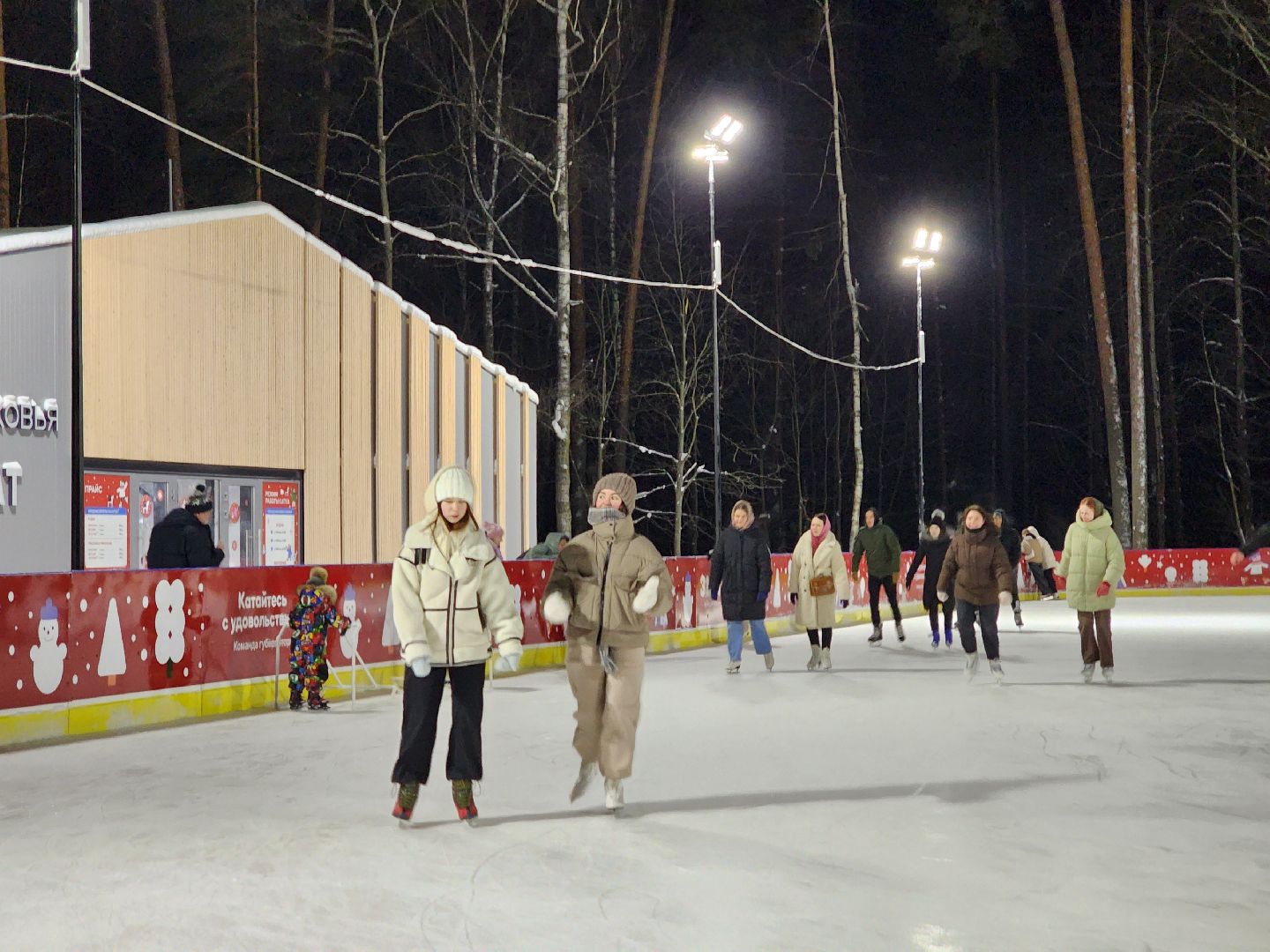 Зима в Подмосковье, каток, Центральный парк, Ногинск, Богородский городской округ,