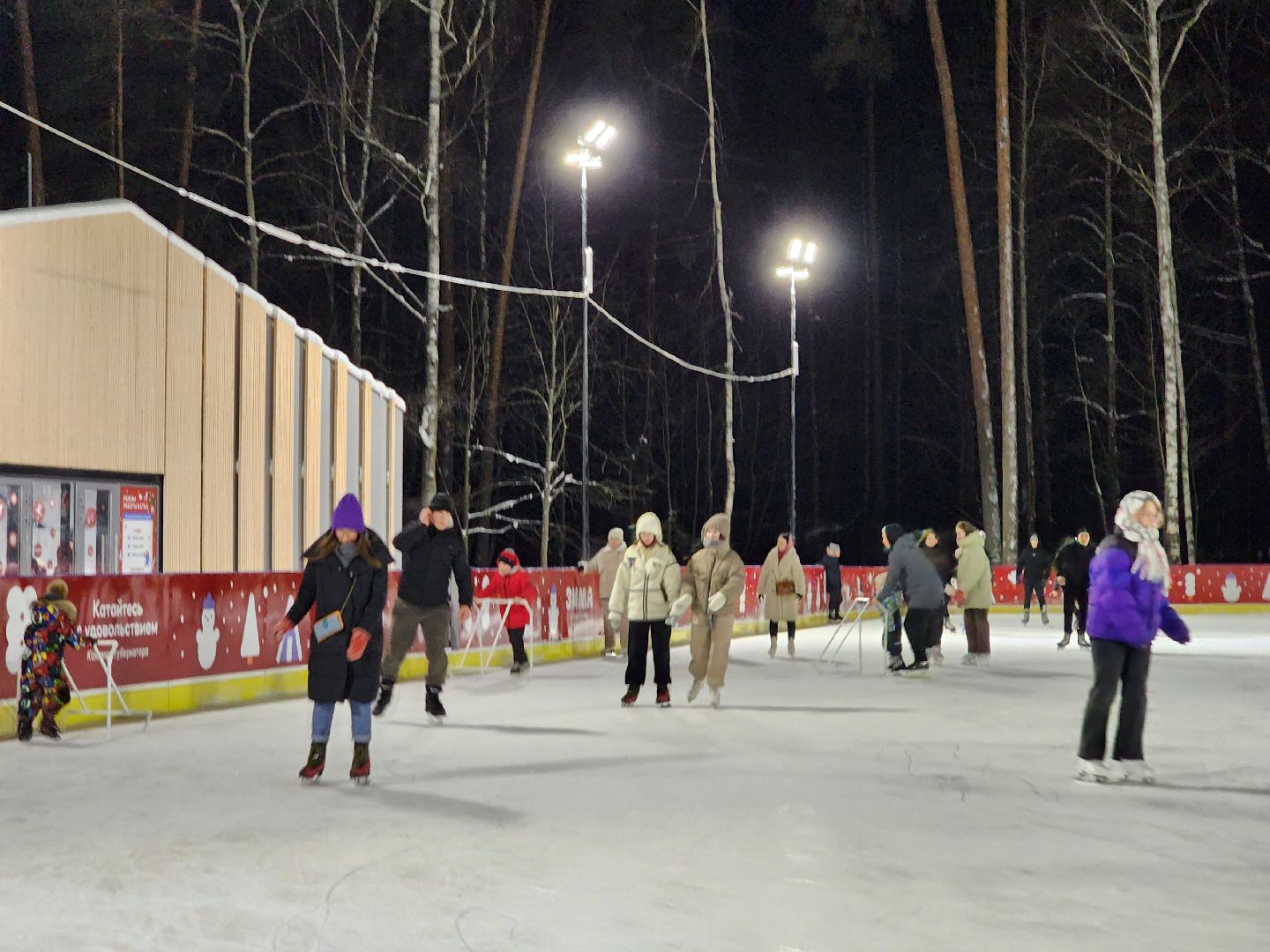 Зима в Подмосковье, каток, Центральный парк, Ногинск, Богородский городской округ,