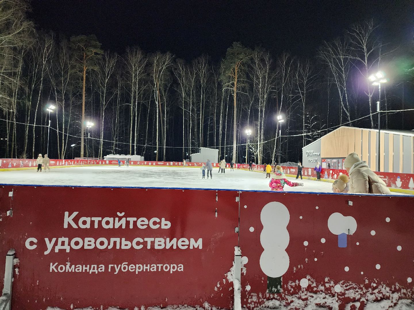 Зима в Подмосковье, каток, Центральный парк, Ногинск, Богородский городской округ,
