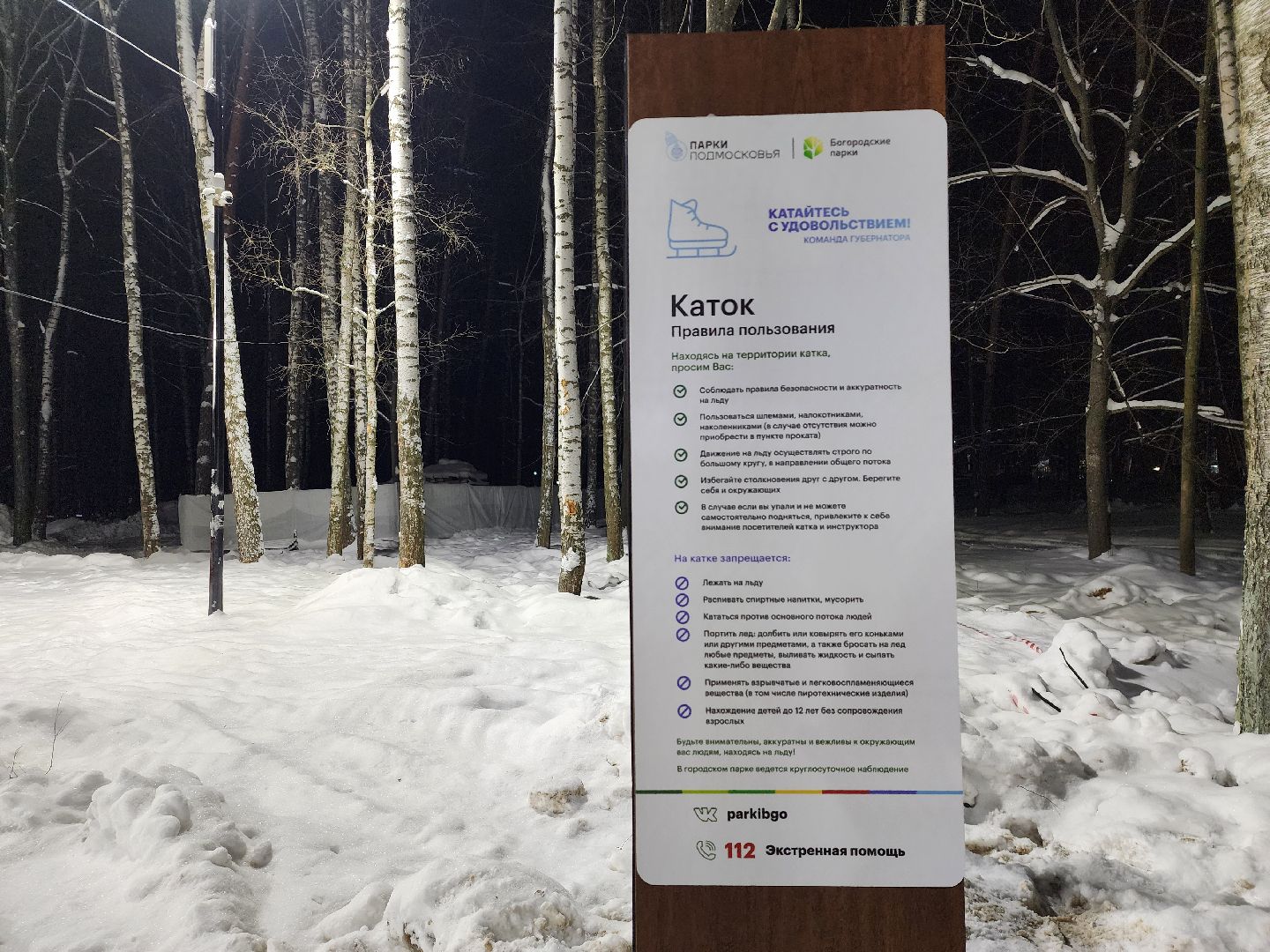 Зима в Подмосковье, каток, Центральный парк, Ногинск, Богородский городской округ,