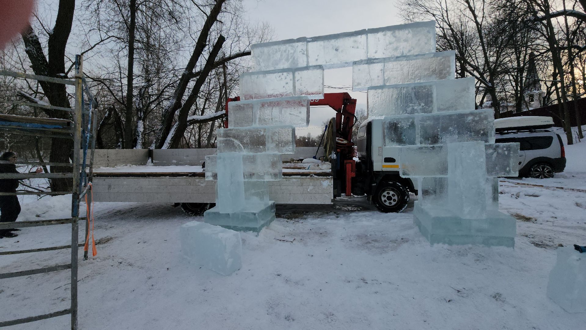 Долгопрудный, крещение господне, купель, Ледяные фигуры, арка,