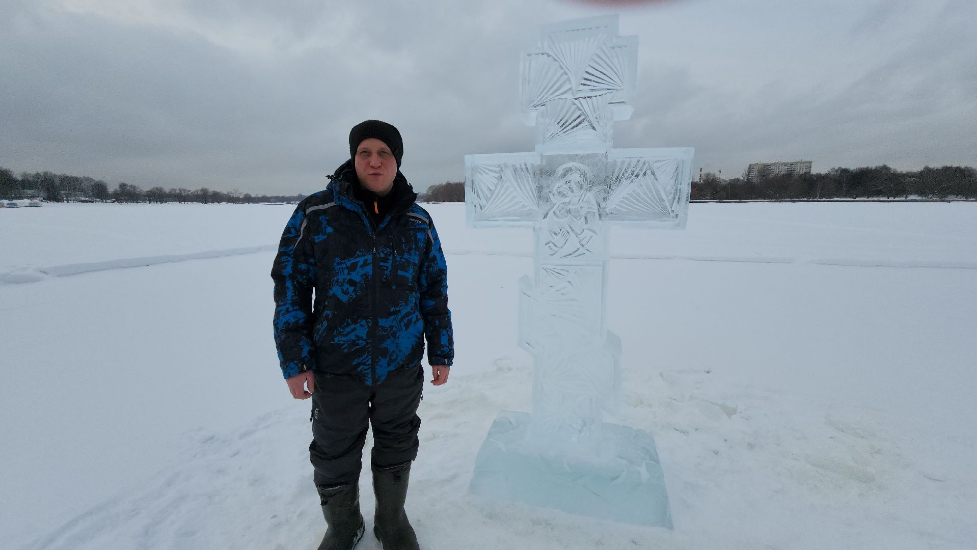 Долгопрудный, крещение господне, купель, Ледяные фигуры, арка,