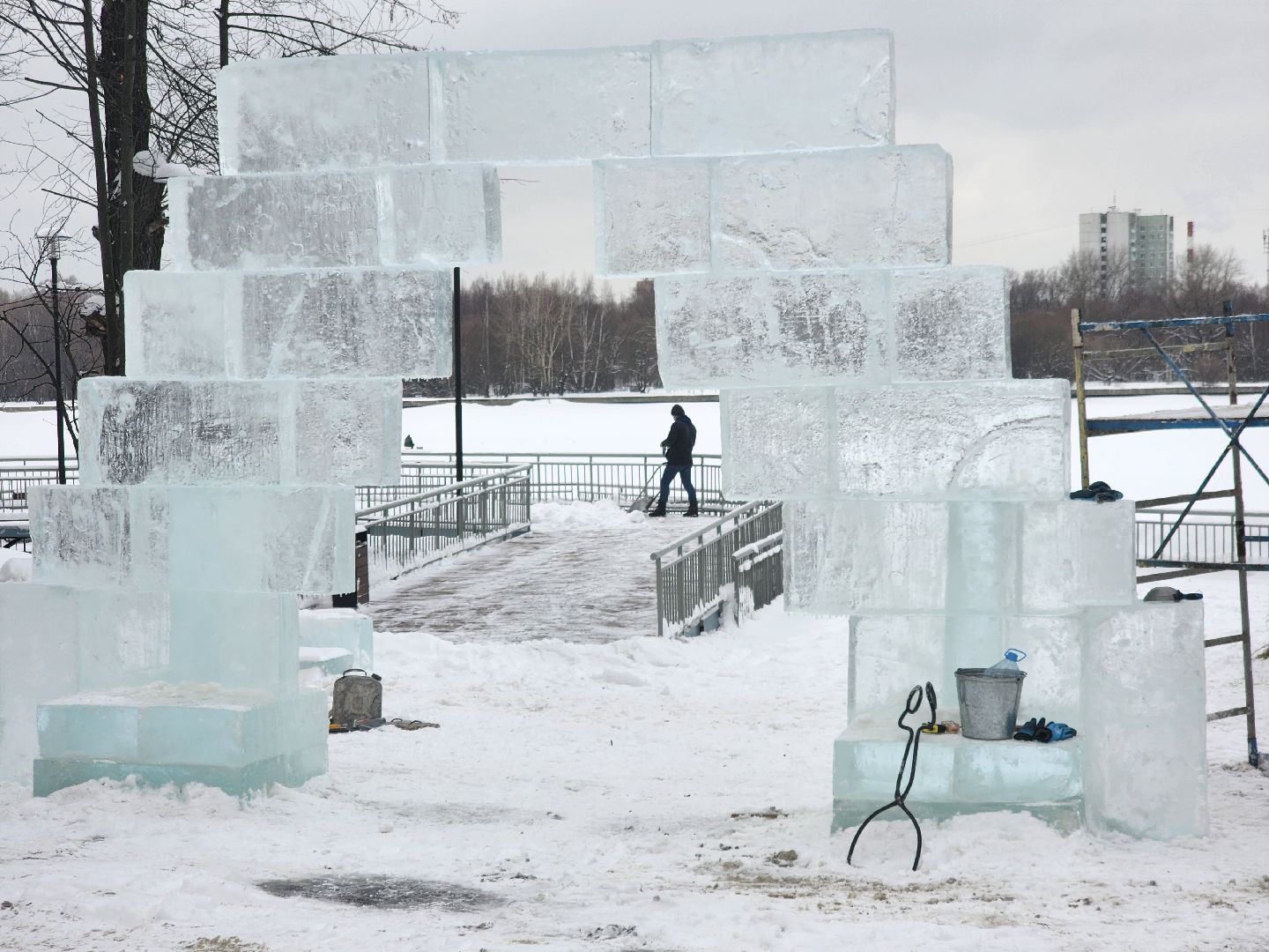 Долгопрудный, крещение господне, купель, Ледяные фигуры, арка,